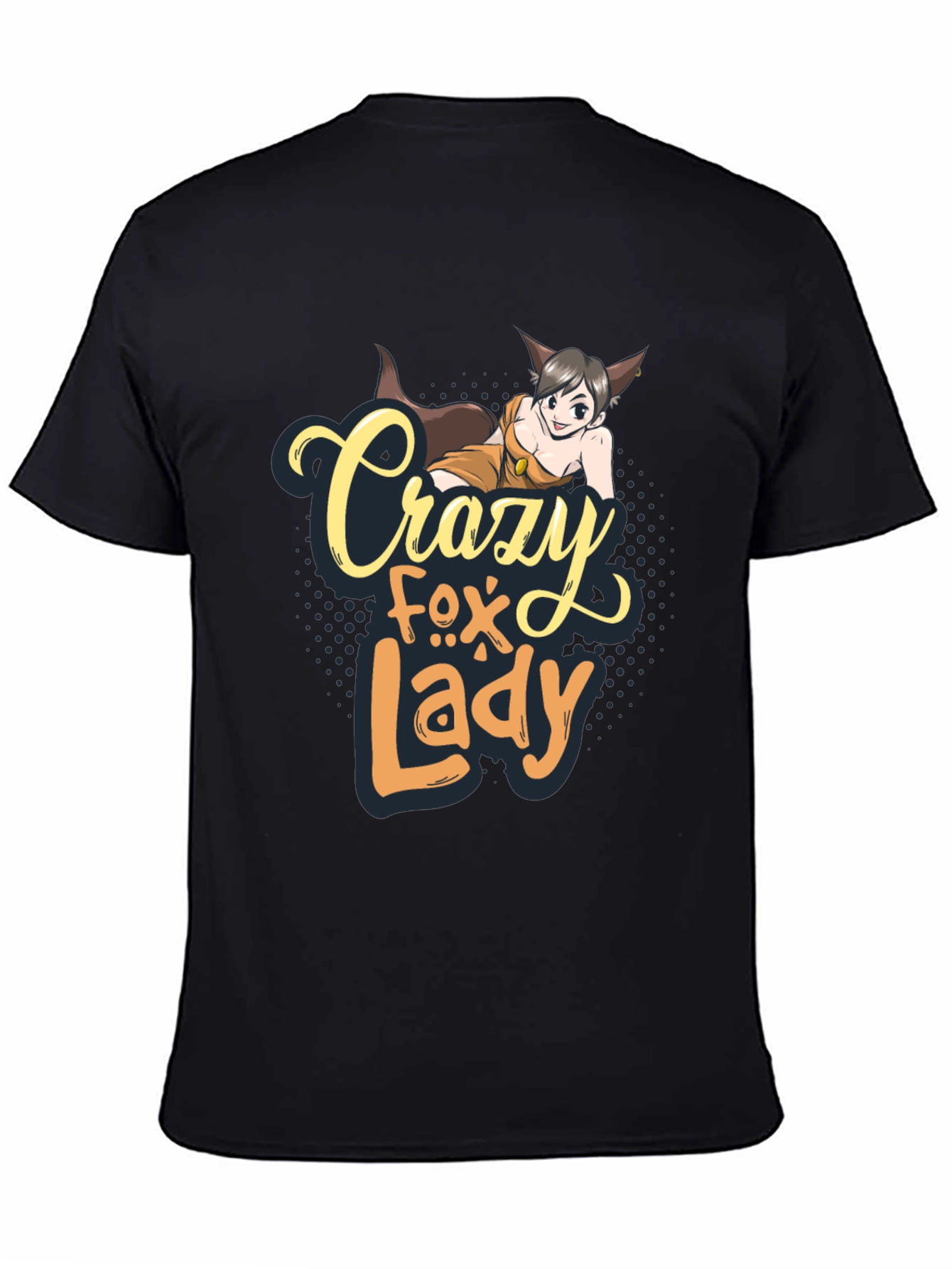 Black Crazy Fox Lady Graphic T-Shirt - Unisex view 4