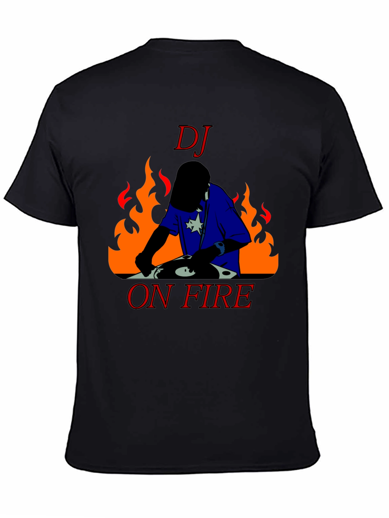 Black DJ On Fire Graphic Tee - Black Cotton T-Shirt view 4