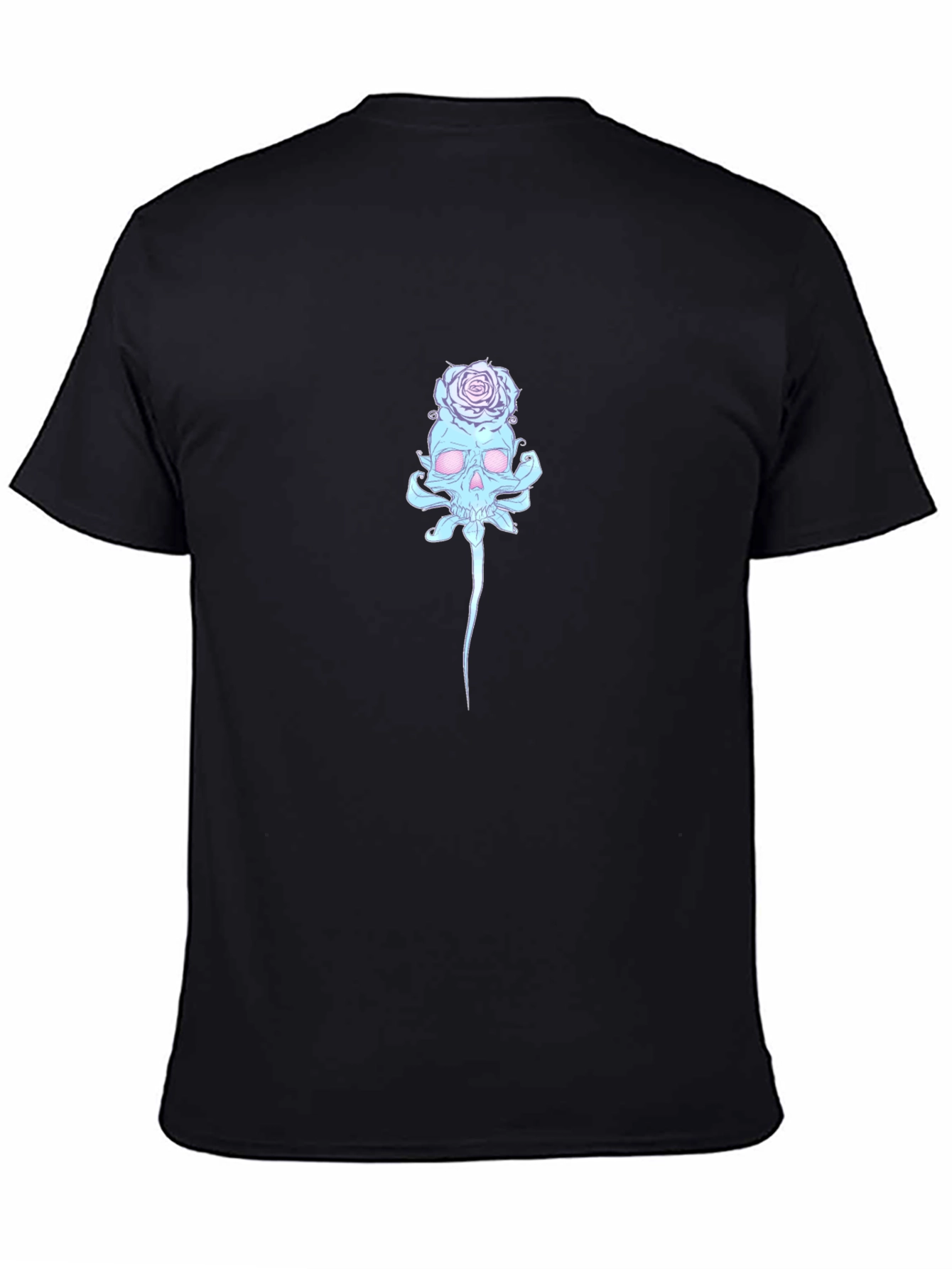 Black Skull & Rose Graphic T-Shirt - Black view 4
