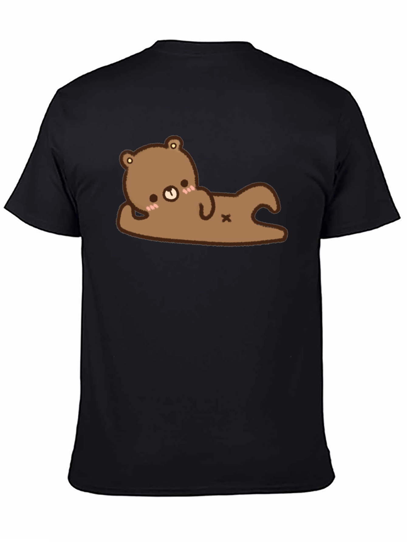Black Cute Bear Graphic T-Shirt - Black Cotton Tee view 4