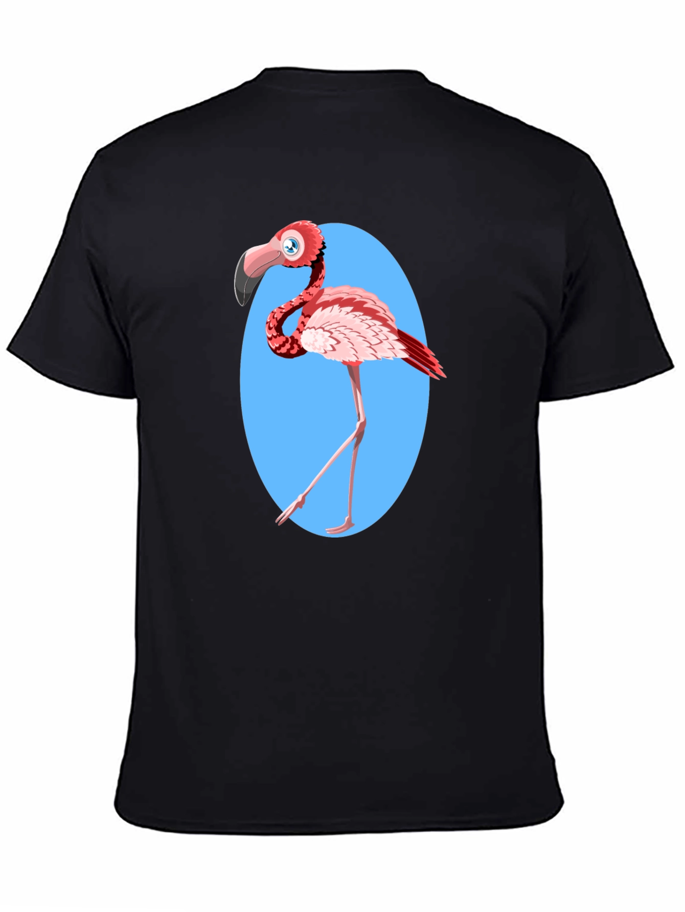 Black Cartoon Flamingo Graphic Tee - Fun Novelty Design view 4