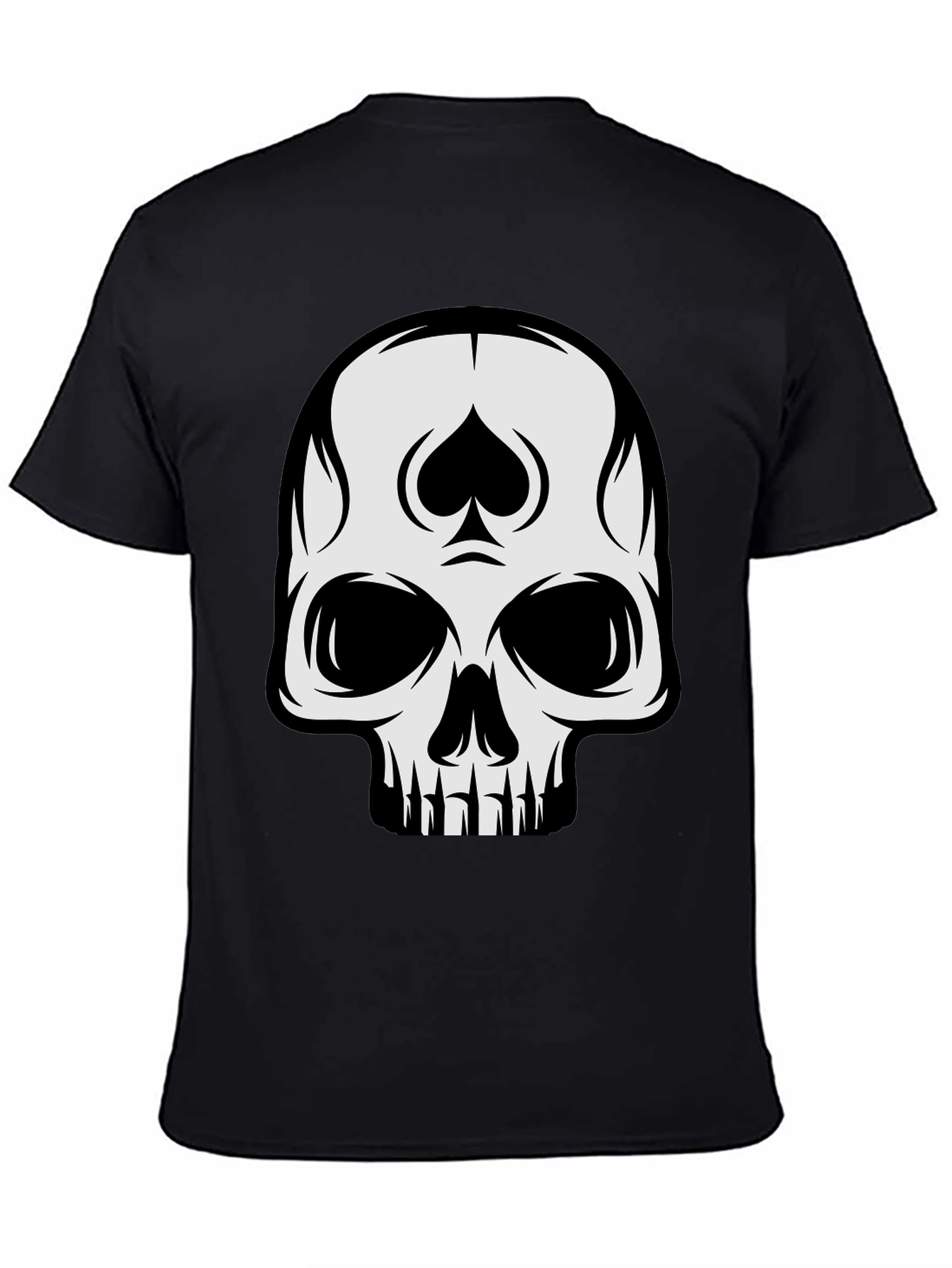 Black Skull Spade Graphic Black T-Shirt view 4