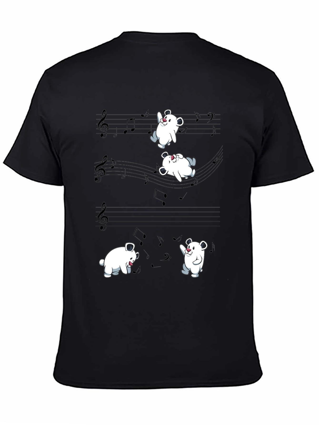 Black Musical Bear Graphic Black Tee Shirt view 4