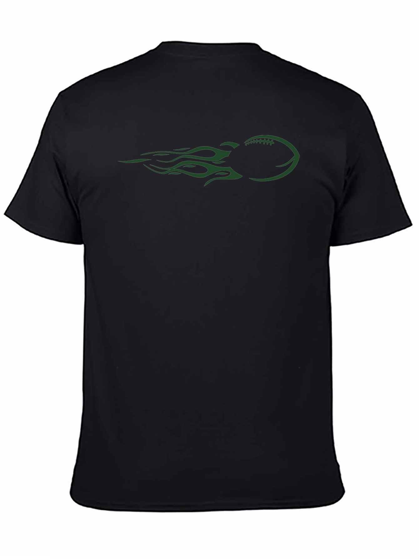 Black Football Flames Graphic Tee - Black Cotton T-Shirt view 4