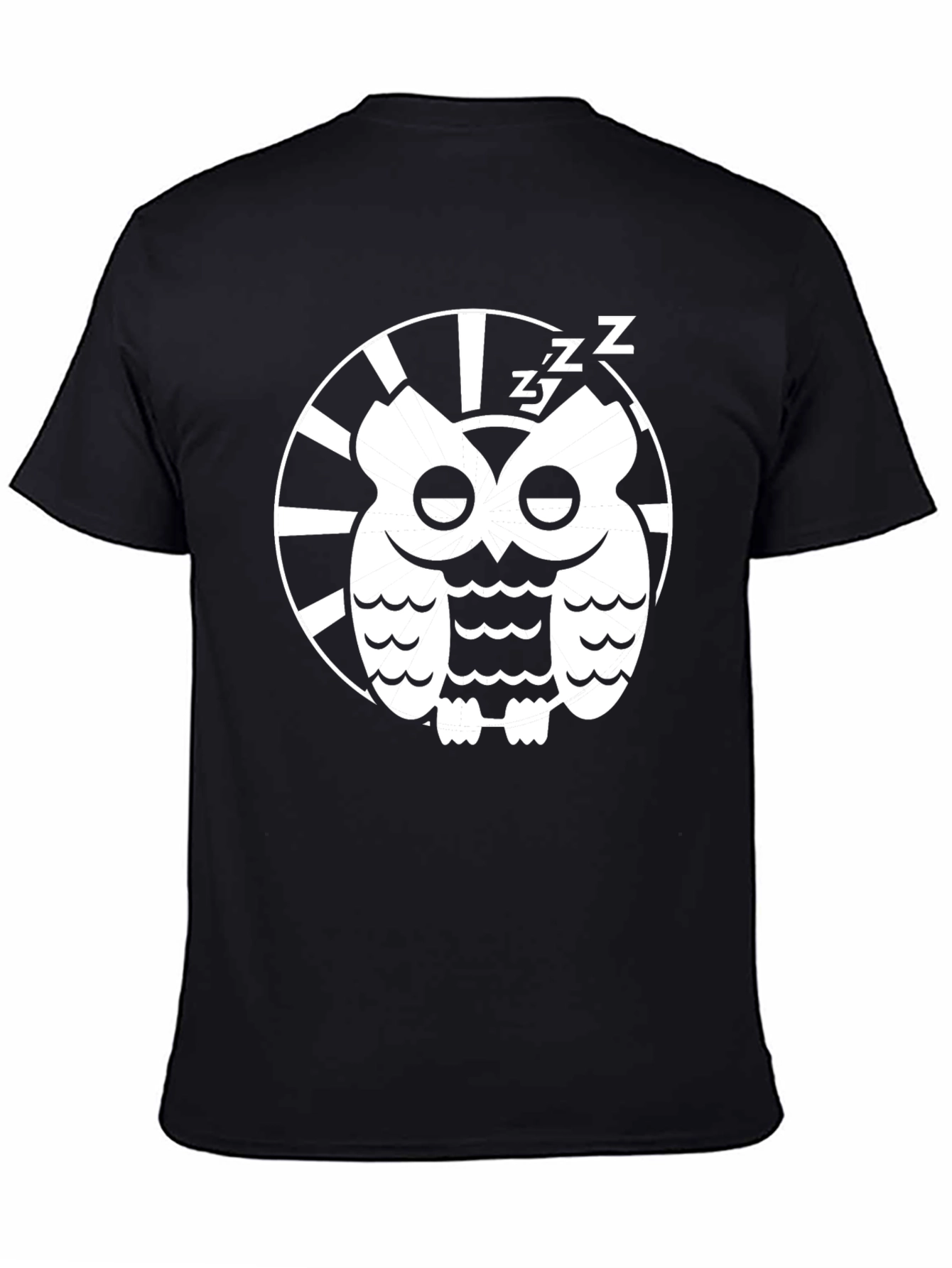Black Sleepy Owl Graphic Tee - Black Cotton T-Shirt view 4