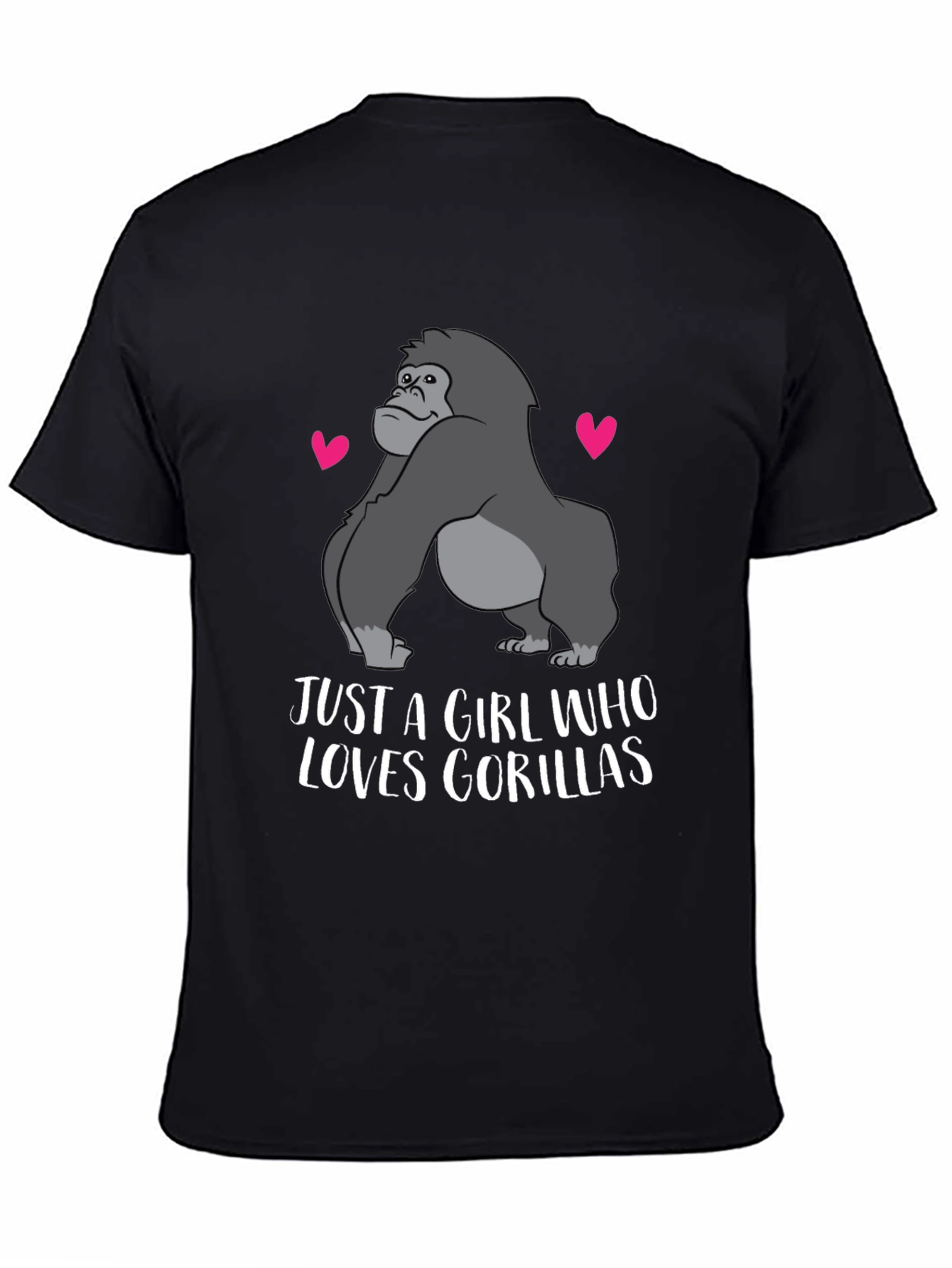 Black Just A Girl Who Loves Gorillas T-Shirt view 4
