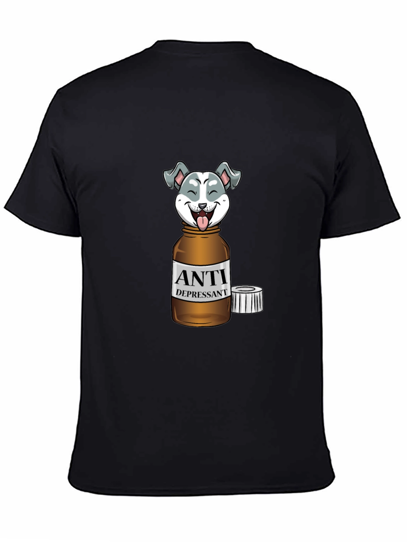 Black Anti Depressant Dog T-Shirt view 4