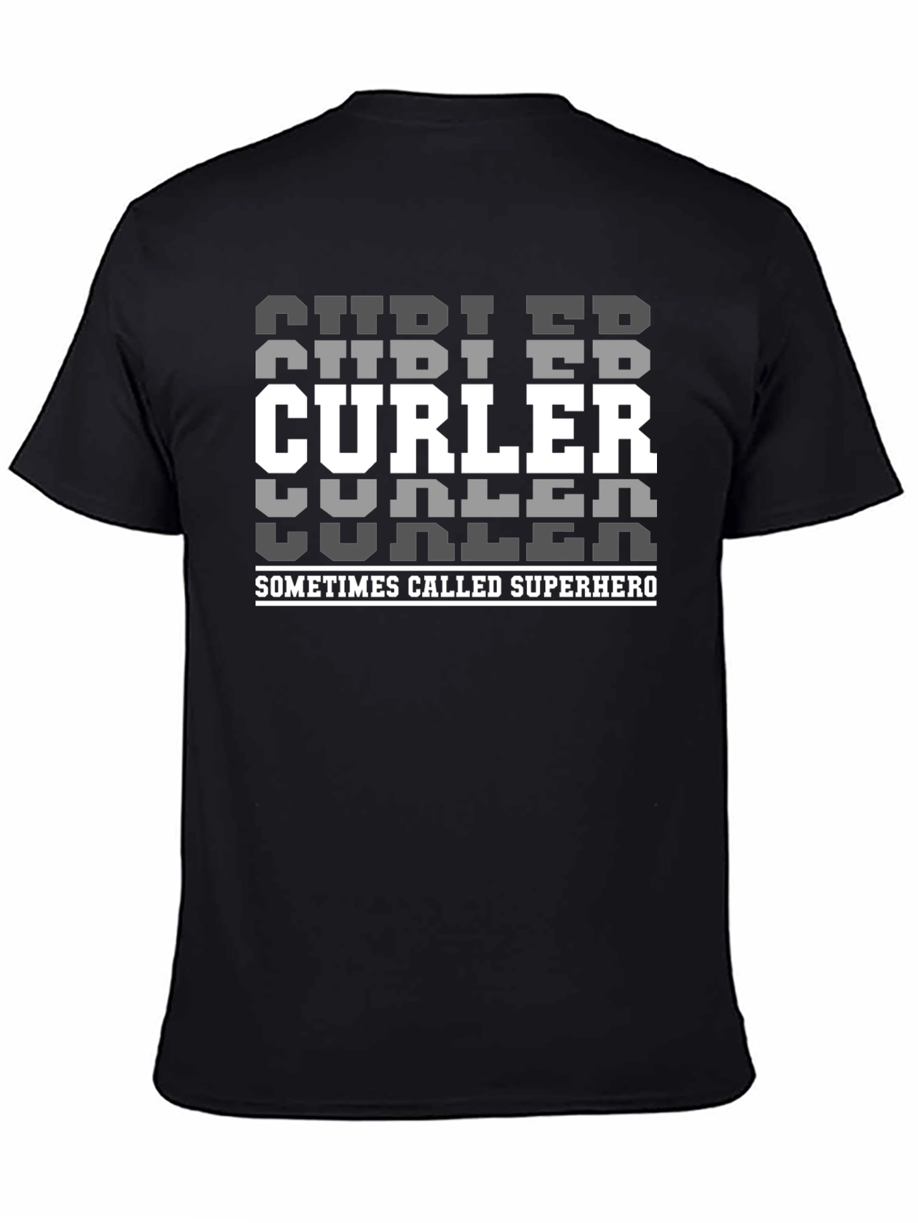 Black Curler Superhero T-Shirt | Black Crewneck Tee view 4