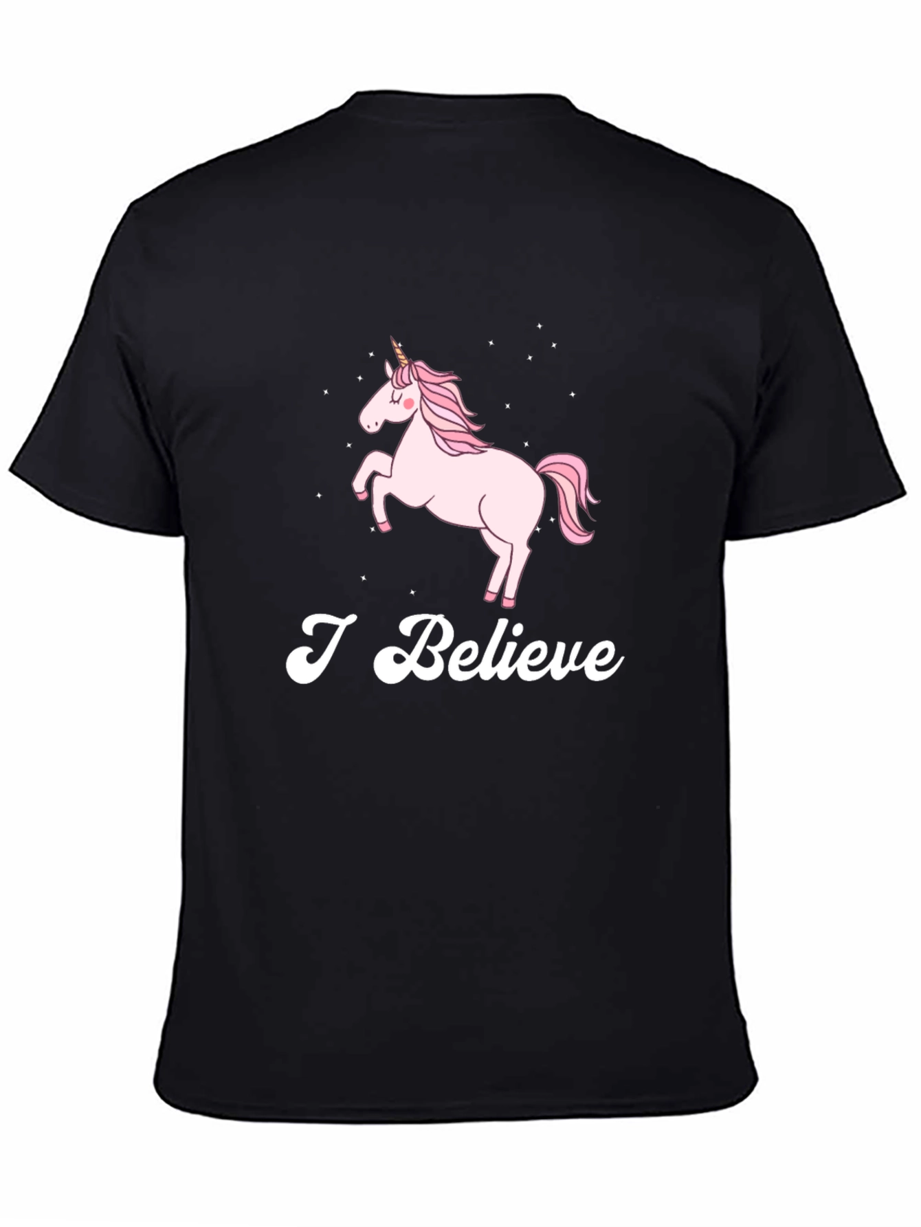 Black Unicorn 'I Believe' Graphic Black T-Shirt view 4