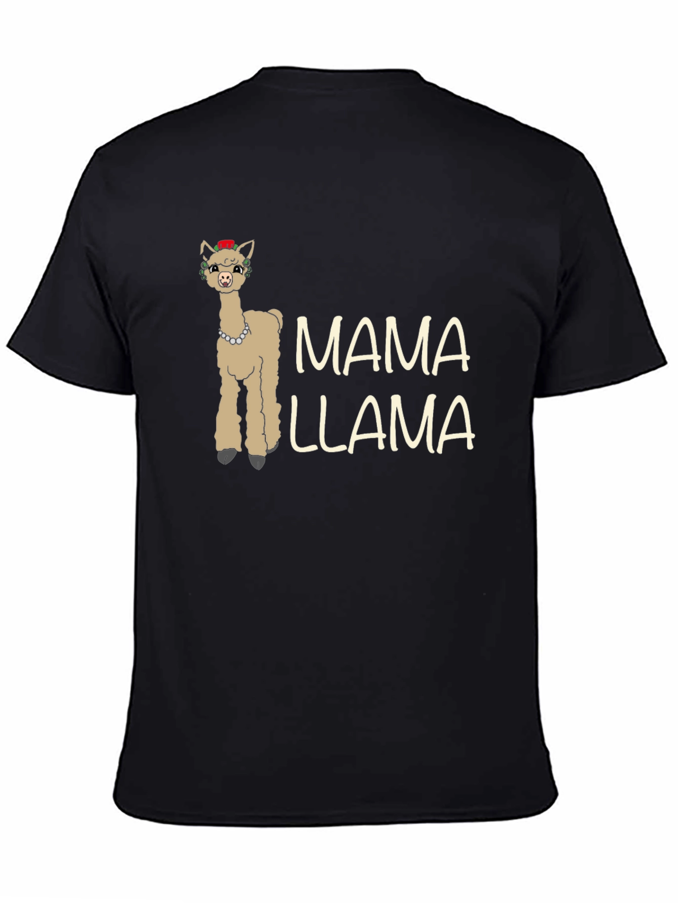 Black Mama Llama Graphic Tee - Novelty Animal T-Shirt view 4