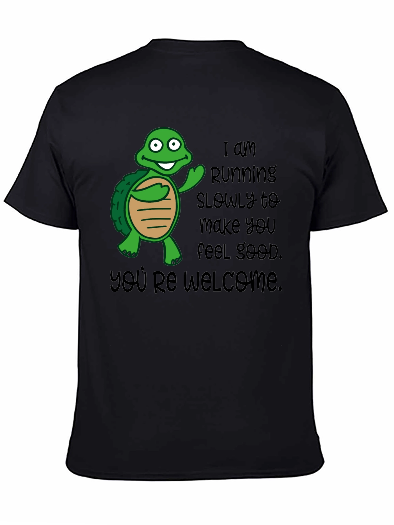 Black Funny Turtle Graphic T-Shirt - Slow Running Humor Tee view 4