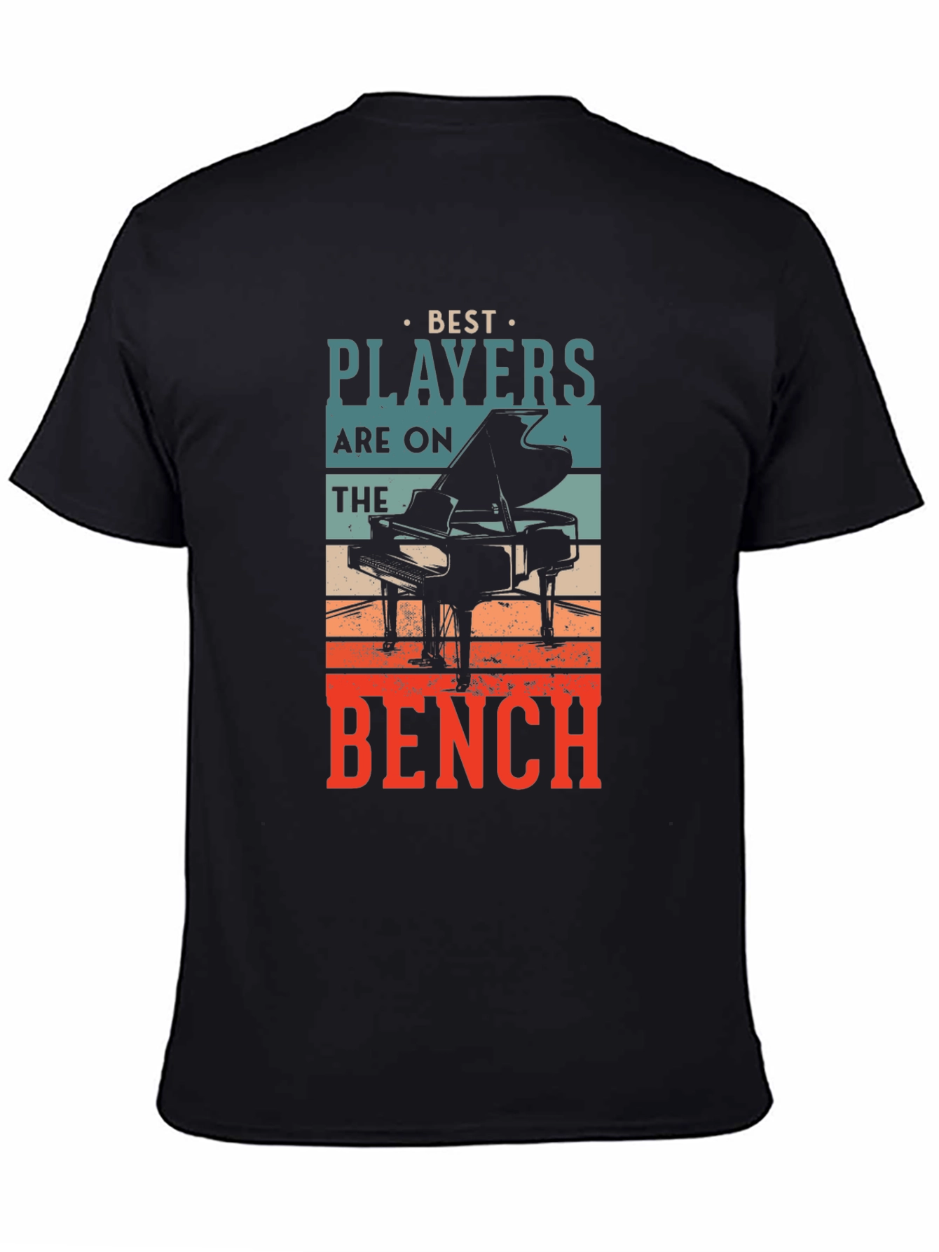 Black Piano Player Graphic T-Shirt: Best Players on the Bench view 4