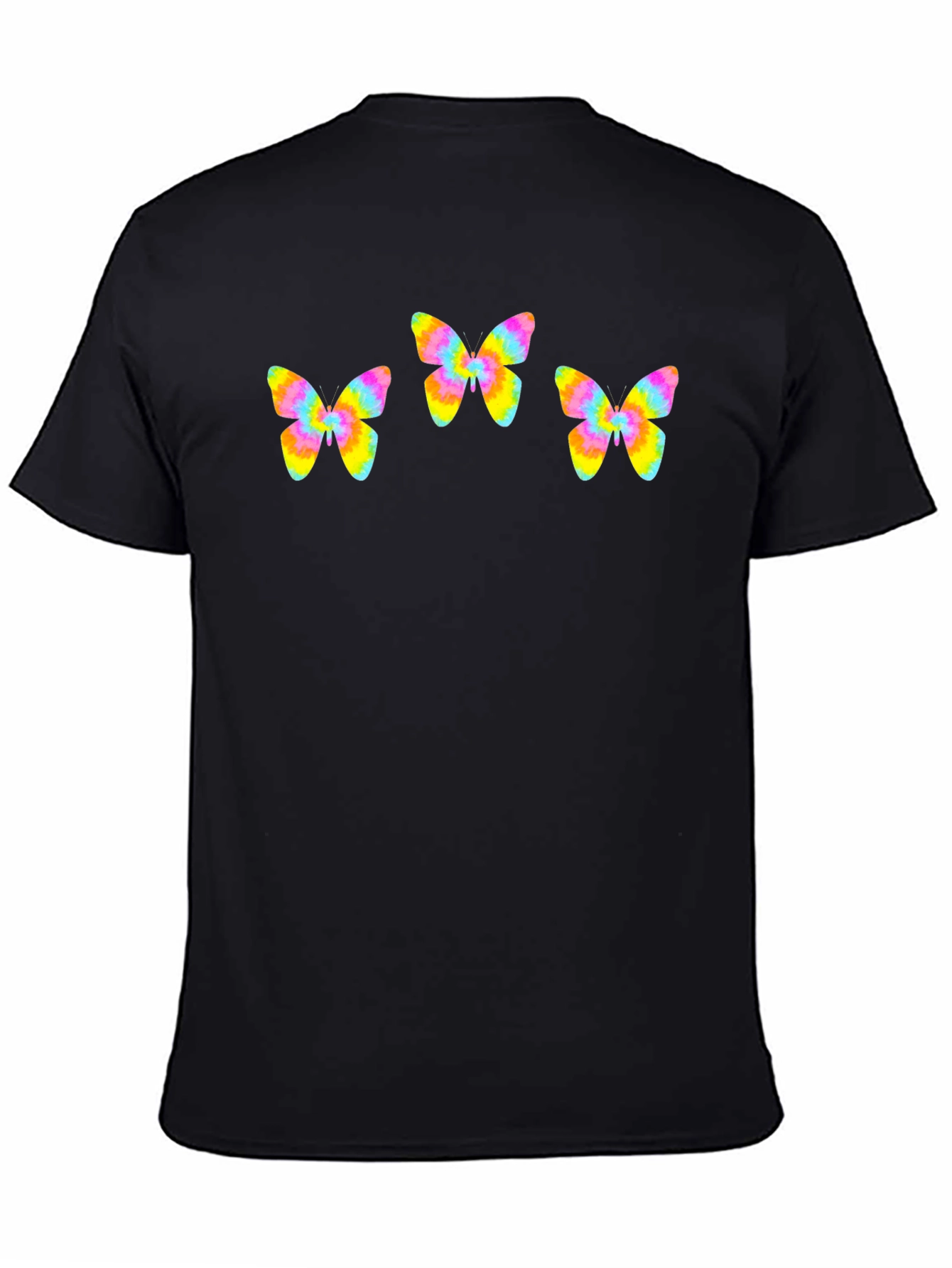 Black Butterfly Tie-Dye Graphic Tee - Black Cotton Blend view 4