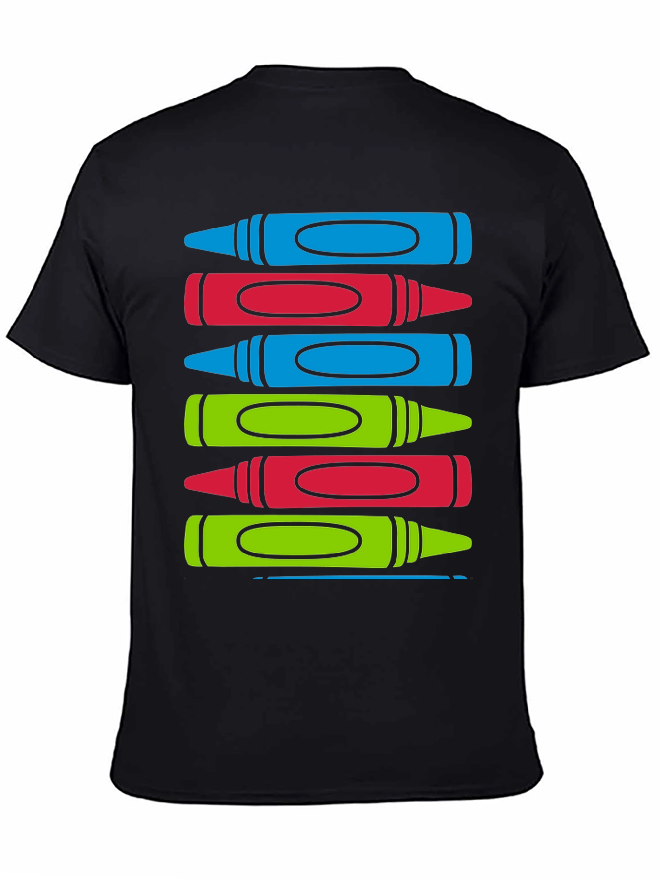 Black Colorful Crayon Stack Graphic Tee view 4