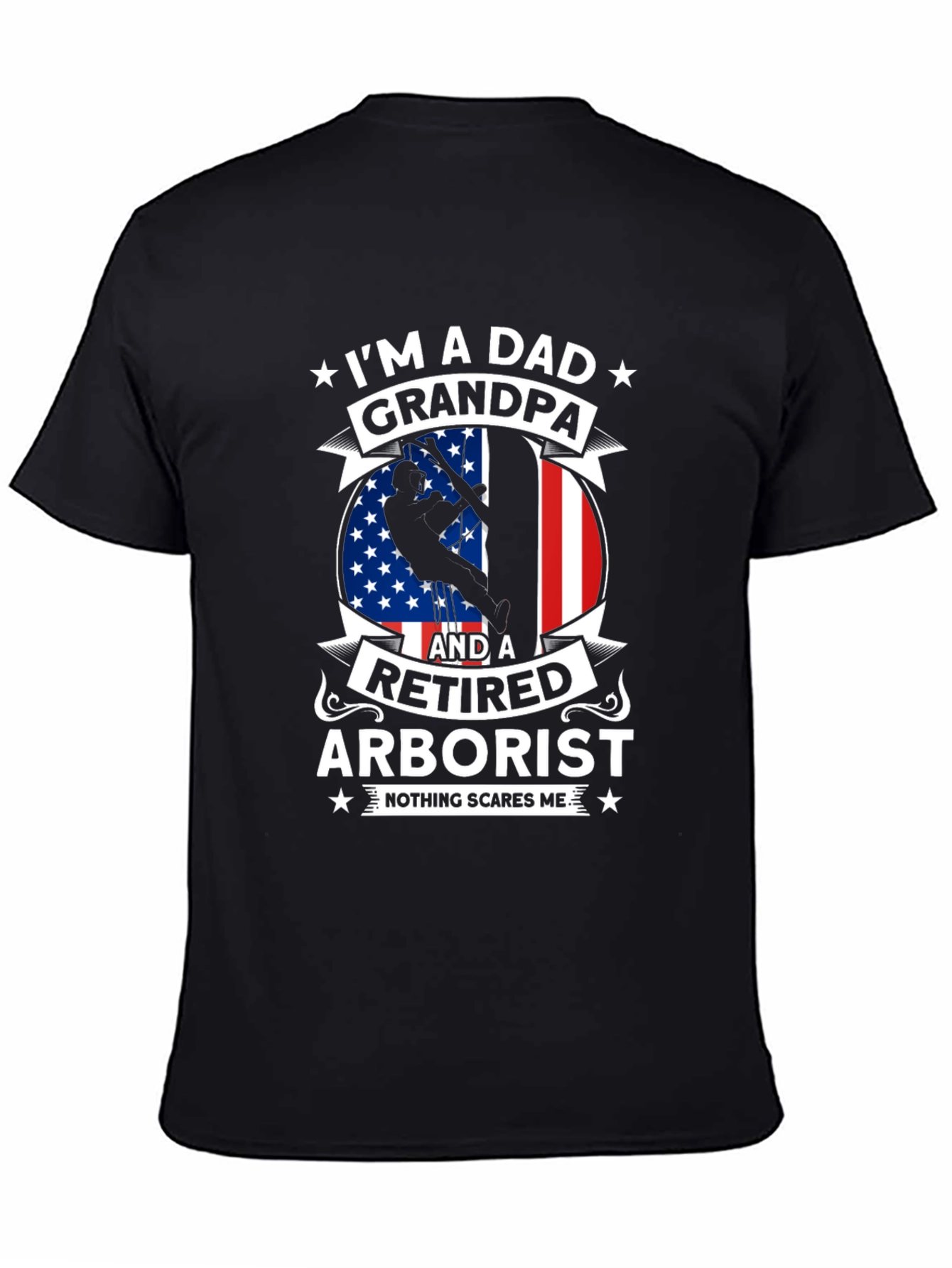 Black Retired Arborist Dad Grandpa T-Shirt view 4