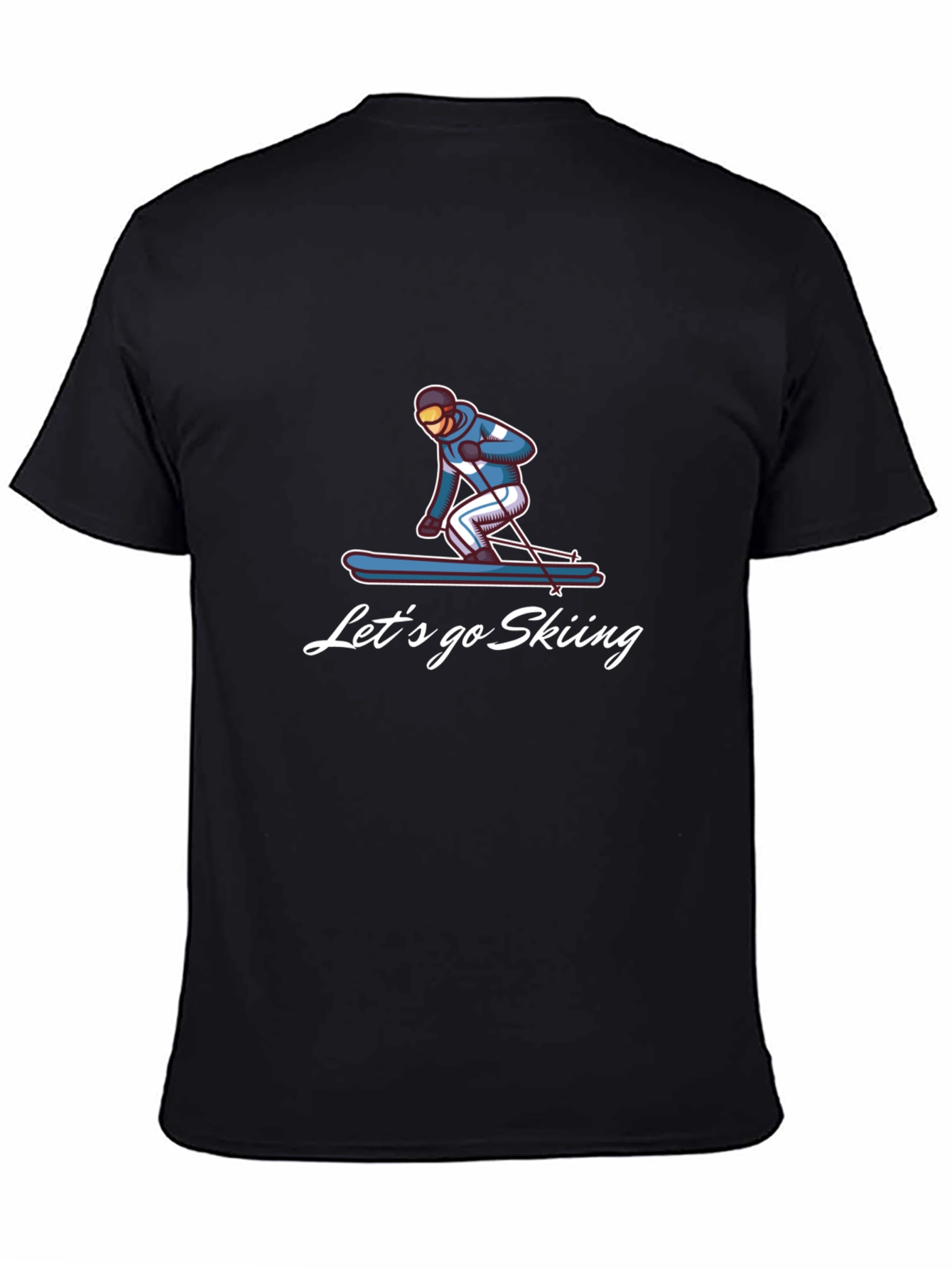 Black Let's Go Skiing Graphic Tee view 4