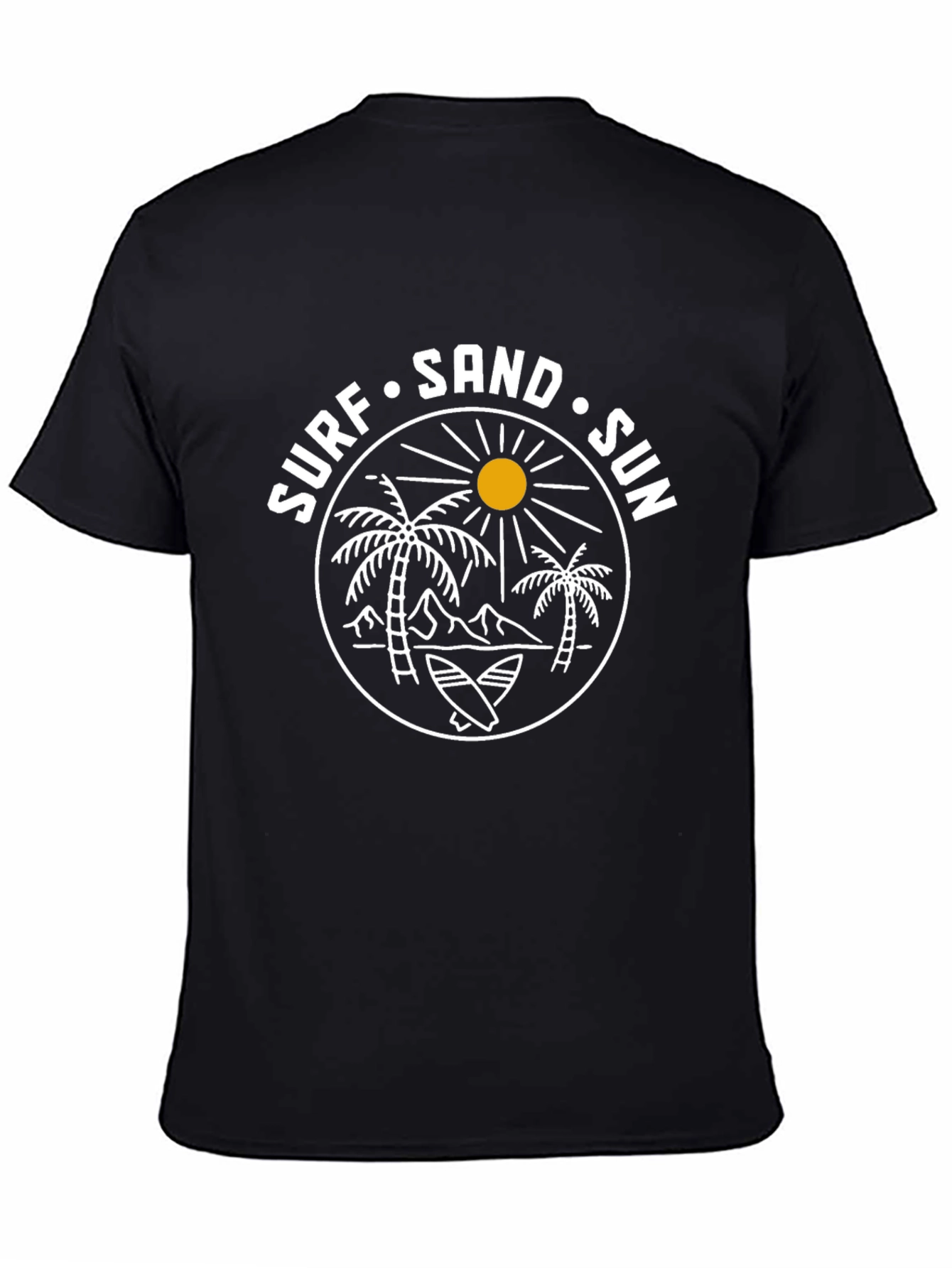 Black Surf Sand Sun Graphic Tee - Black Cotton T-Shirt view 4