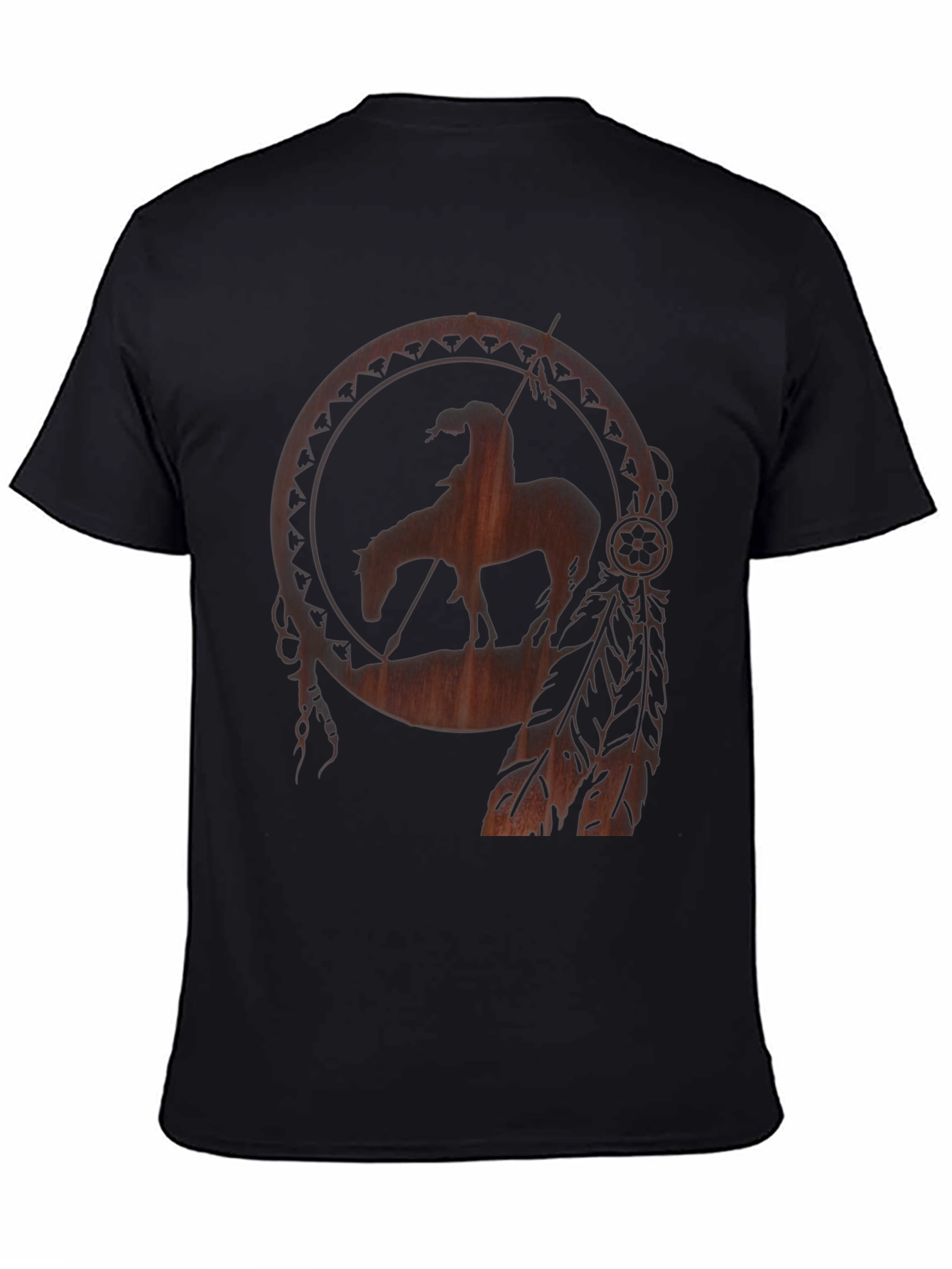 Black Native American Horse Dreamcatcher Graphic Tee view 4