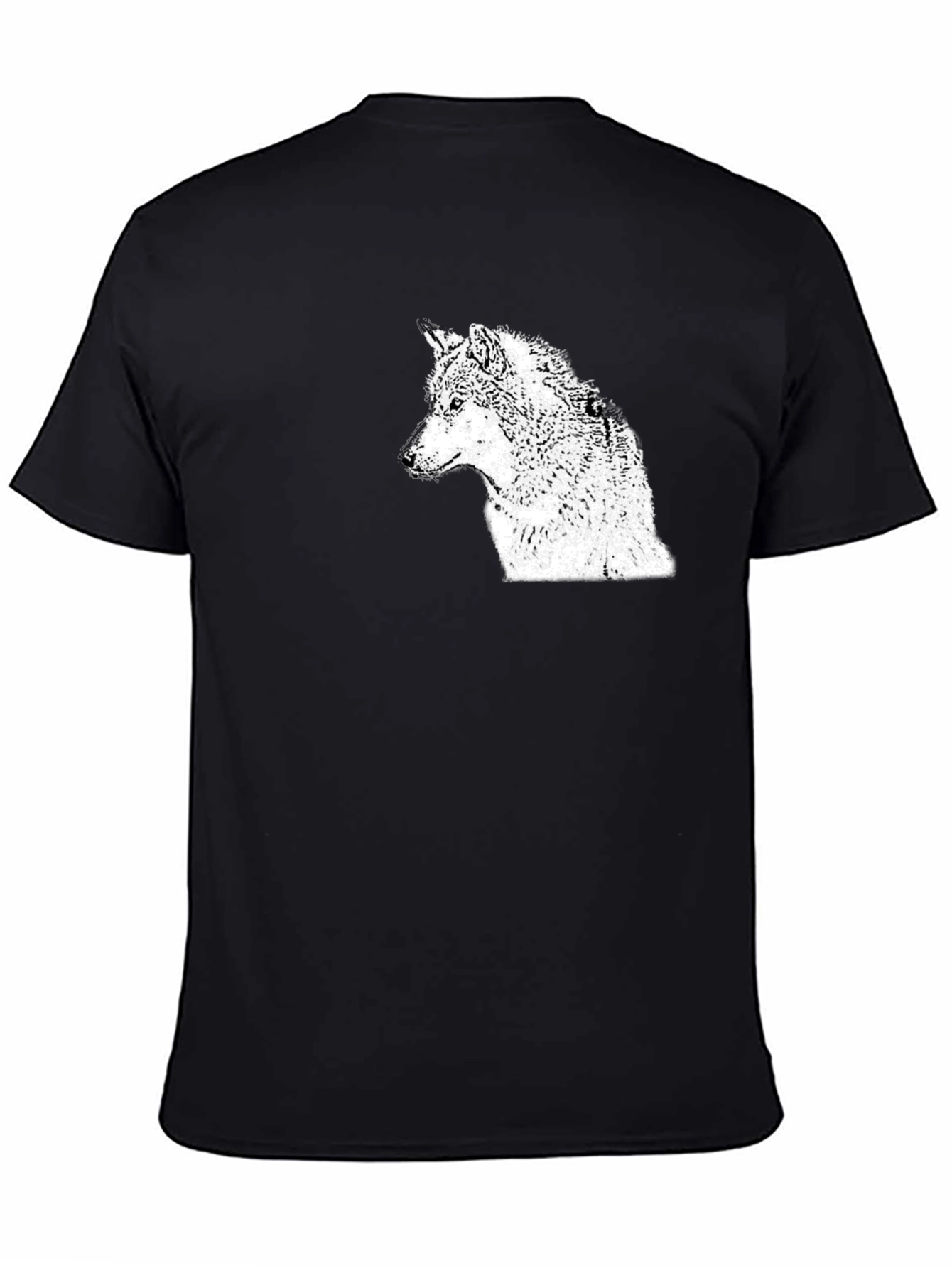 Black Wolf Graphic Print Crew Neck T-Shirt view 4
