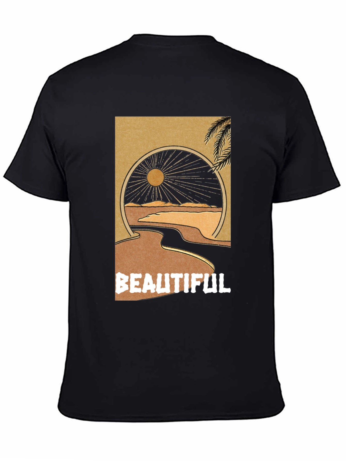 Black Beautiful Desert Graphic Tee - Men's Black T-Shirt view 4