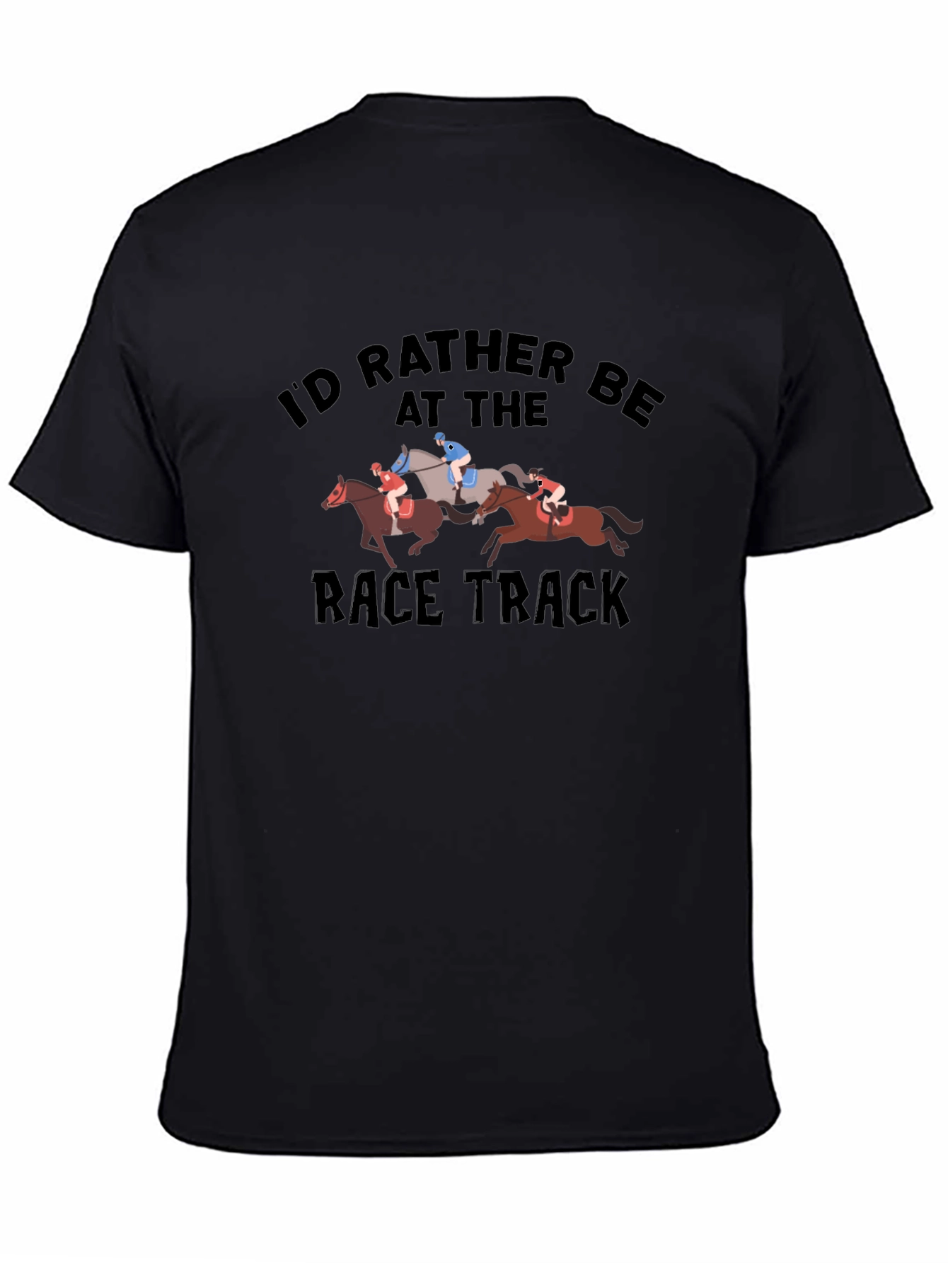 Black Race Track T-Shirt - Horse Racing Fan Tee view 4