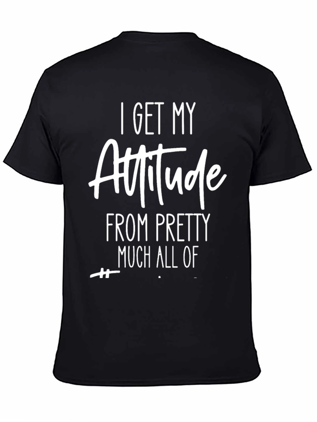 Black Attitude Graphic Tee - Funny Statement Shirt view 4