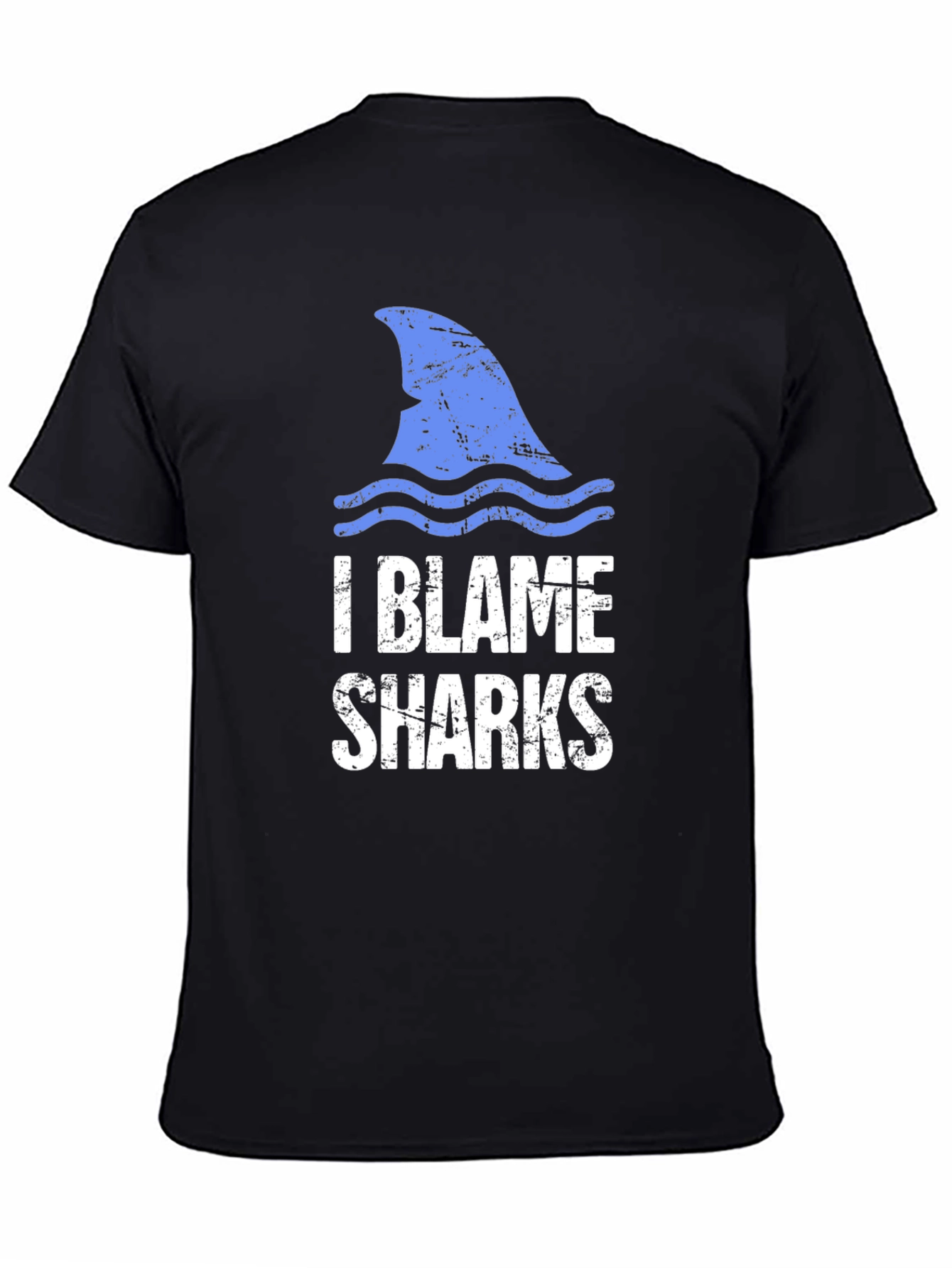 Black I Blame Sharks Graphic Tee - Black Cotton T-Shirt view 4