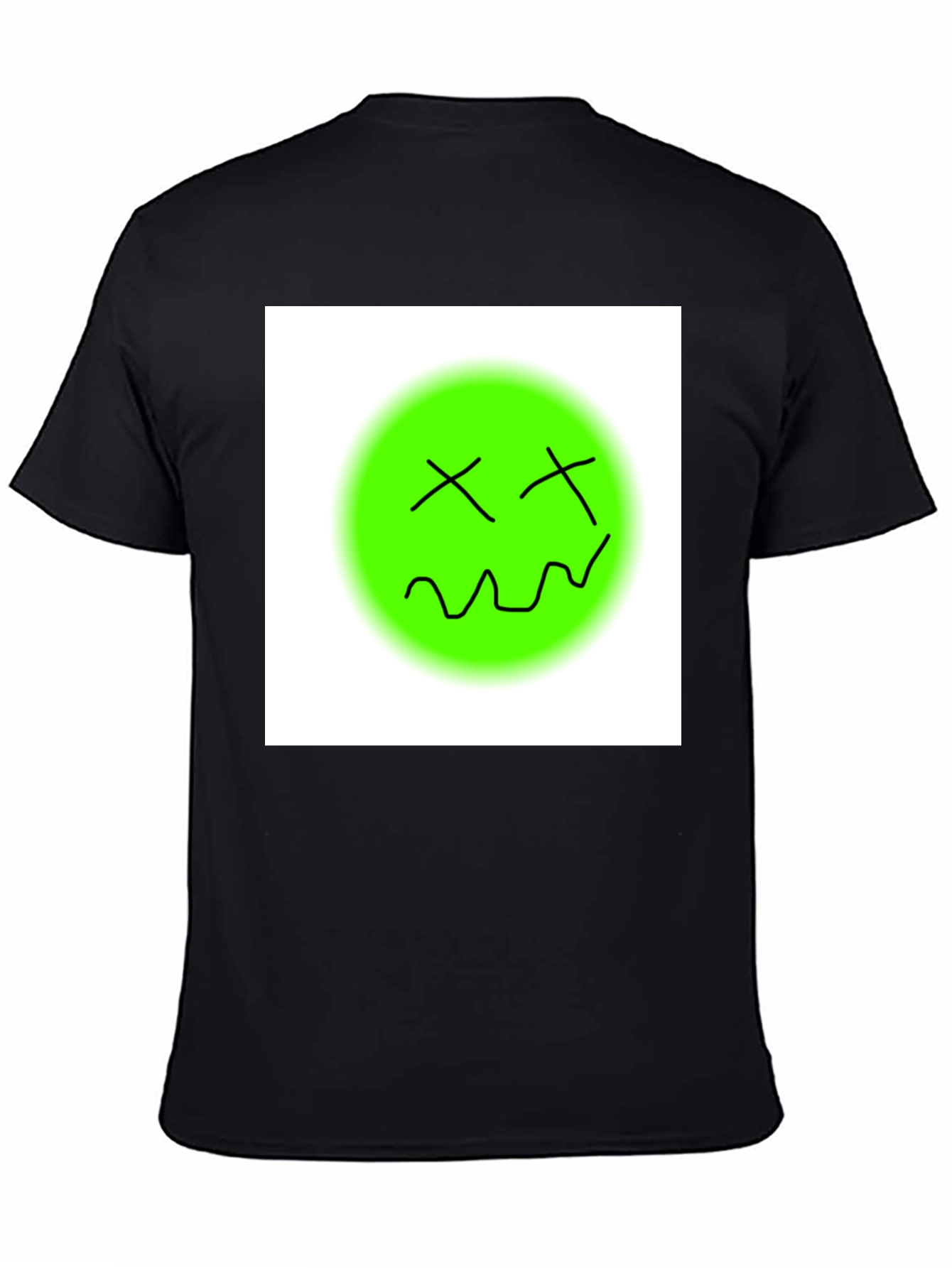 Black Unique Graphic Tee - Green Smiley Face T-Shirt view 4
