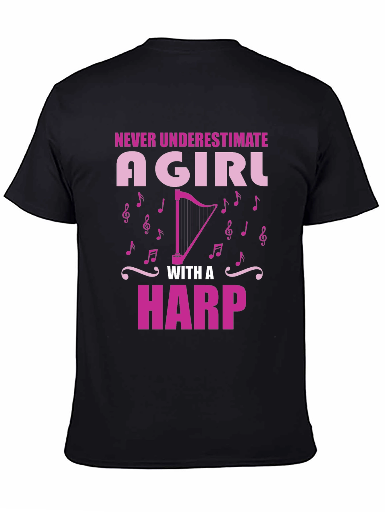 Black Never Underestimate Girl With Harp T-Shirt view 4