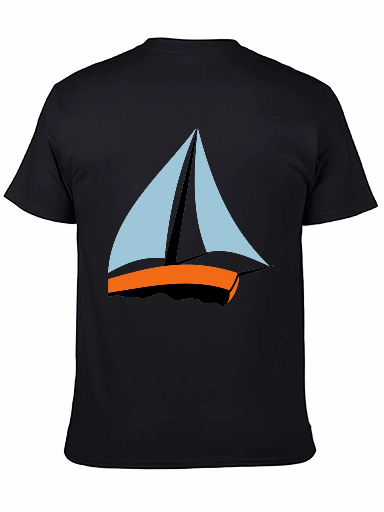 Black Men's Black T-Shirt - Sailboat Graphic Tee view 4