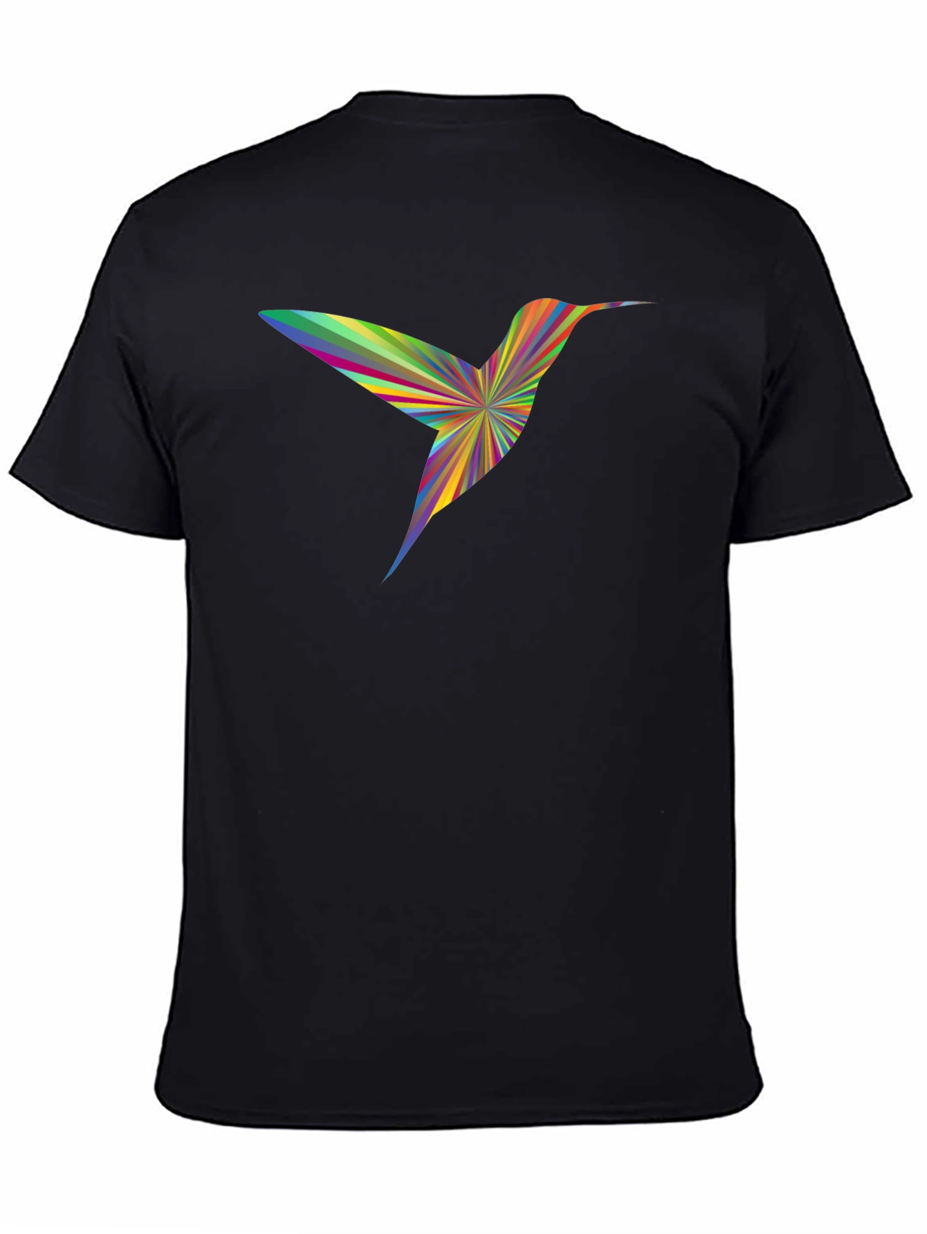 Black Rainbow Hummingbird Graphic Tee - Men's Black T-Shirt view 4