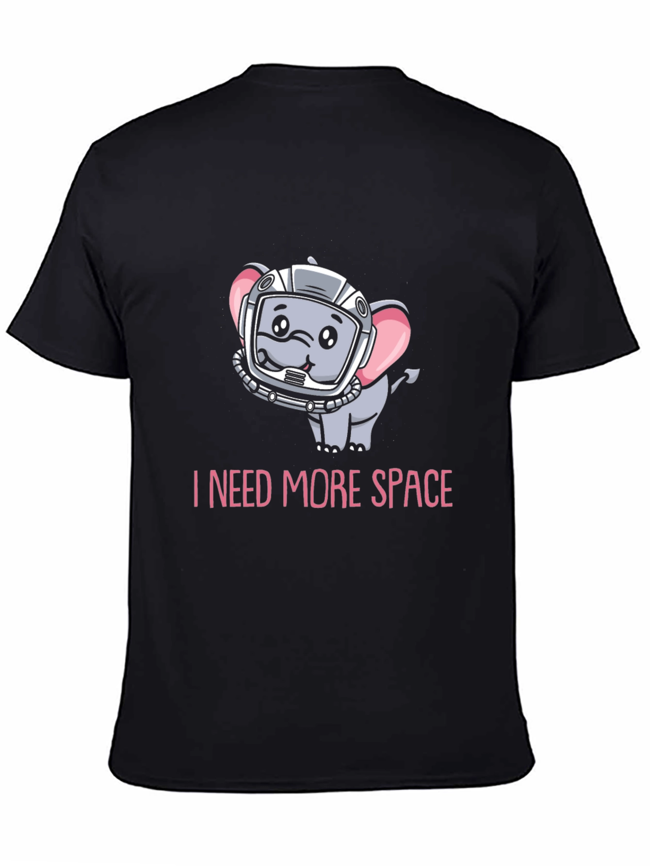 Black I Need More Space T-Shirt: Cute Astronaut Elephant Design view 4