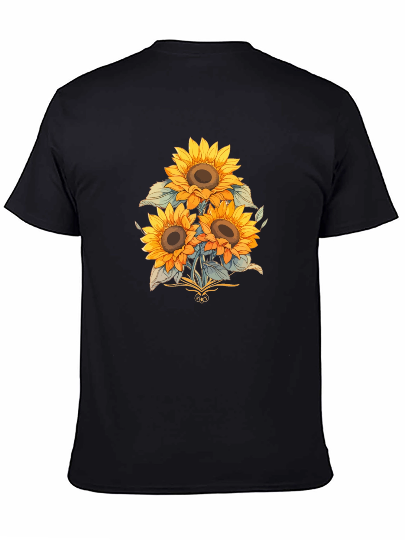 Black Sunflower Graphic Print Black T-Shirt view 4