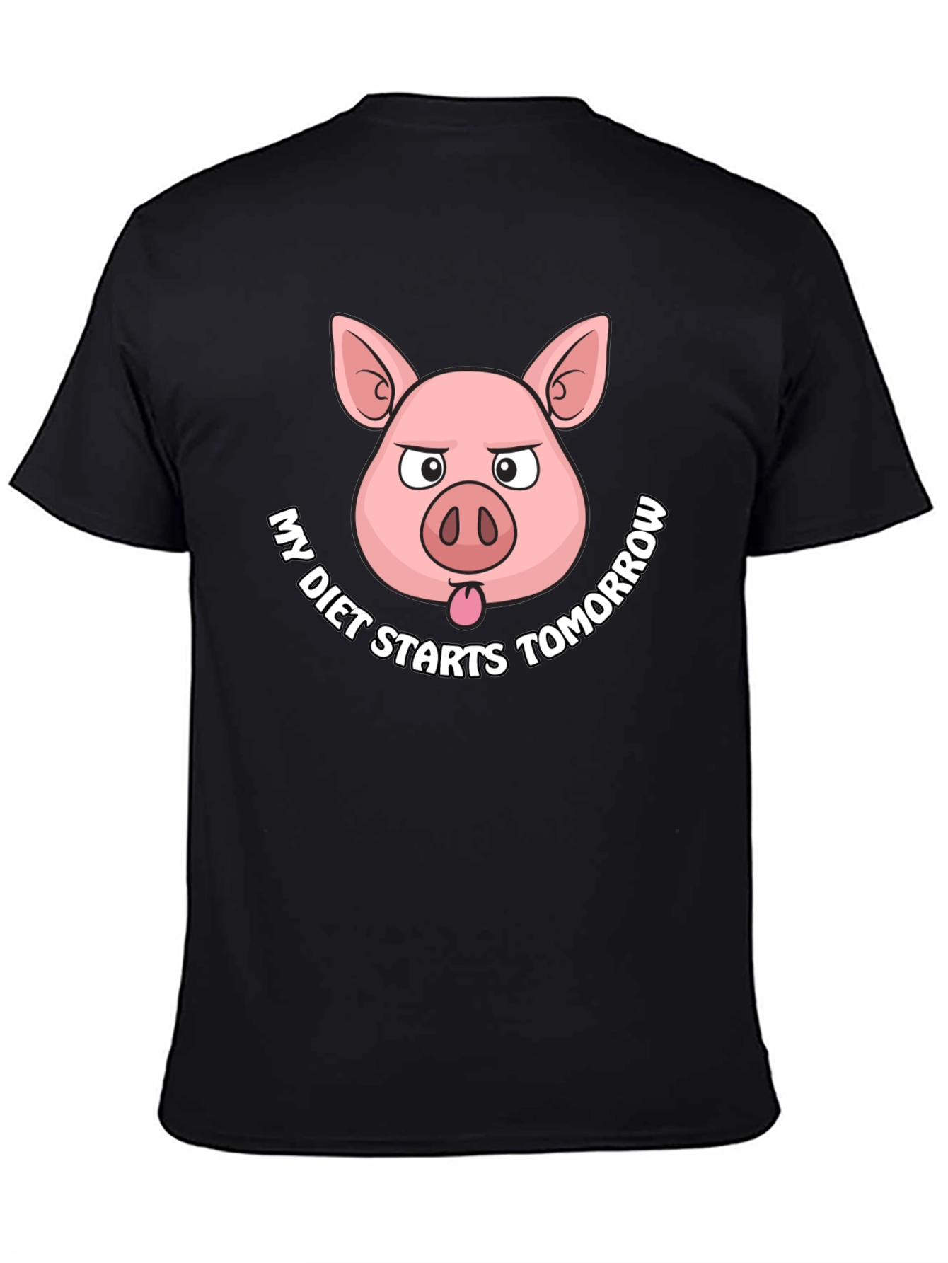 Black Funny Pig Diet T-Shirt - My Diet Starts Tomorrow view 4