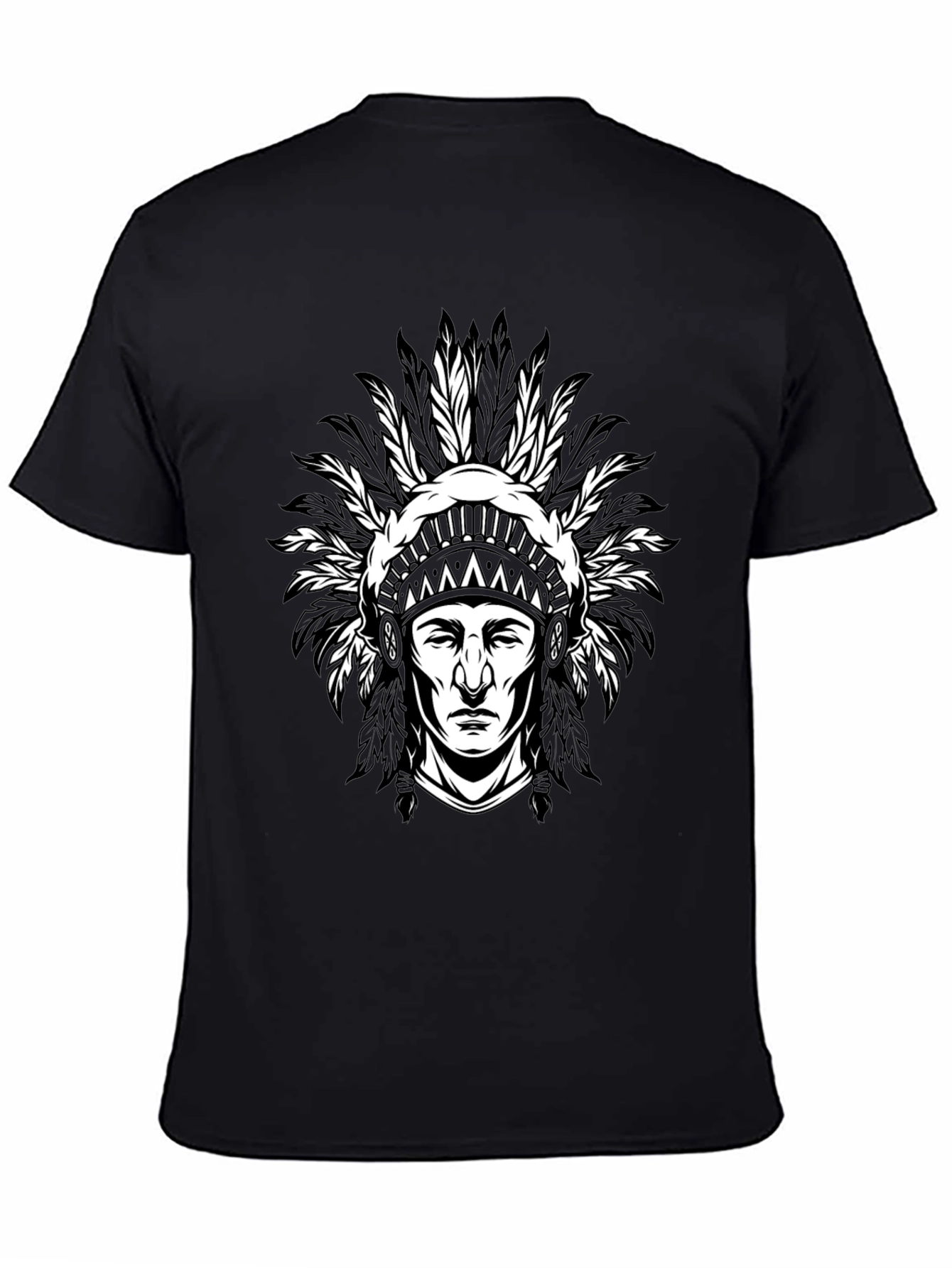 Black Native American Chief Graphic T-Shirt - Black view 4