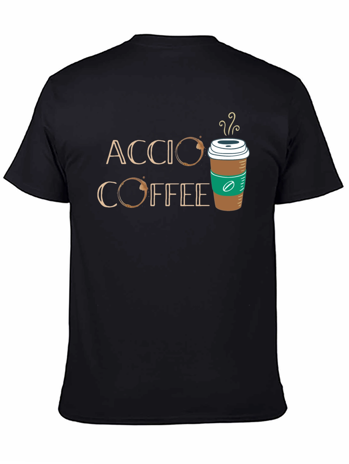 Black Accio Coffee T-Shirt - Magic & Caffeine! view 4