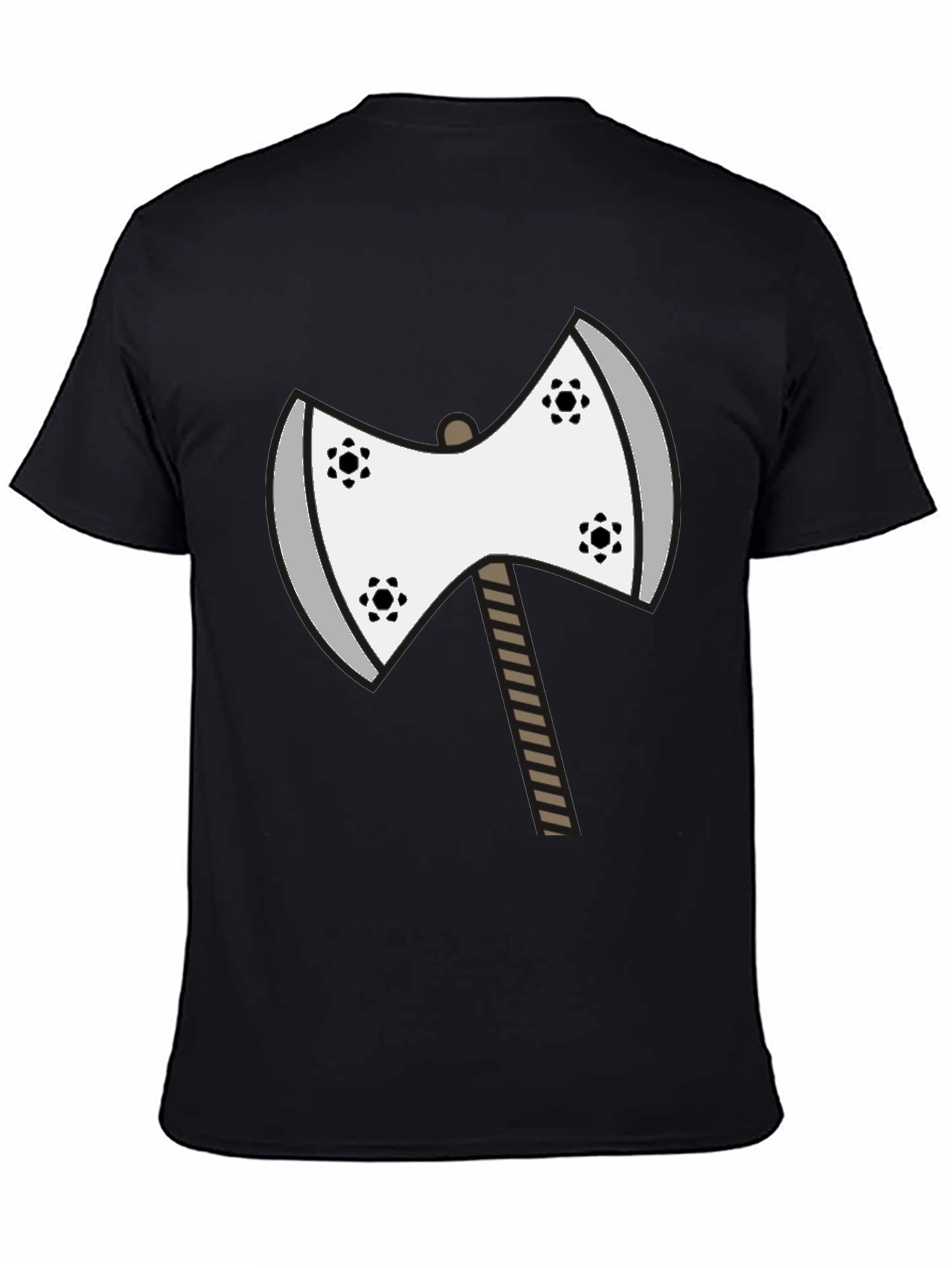 Black Axe Graphic Tee - Unique Cartoon Double Axe Design view 4