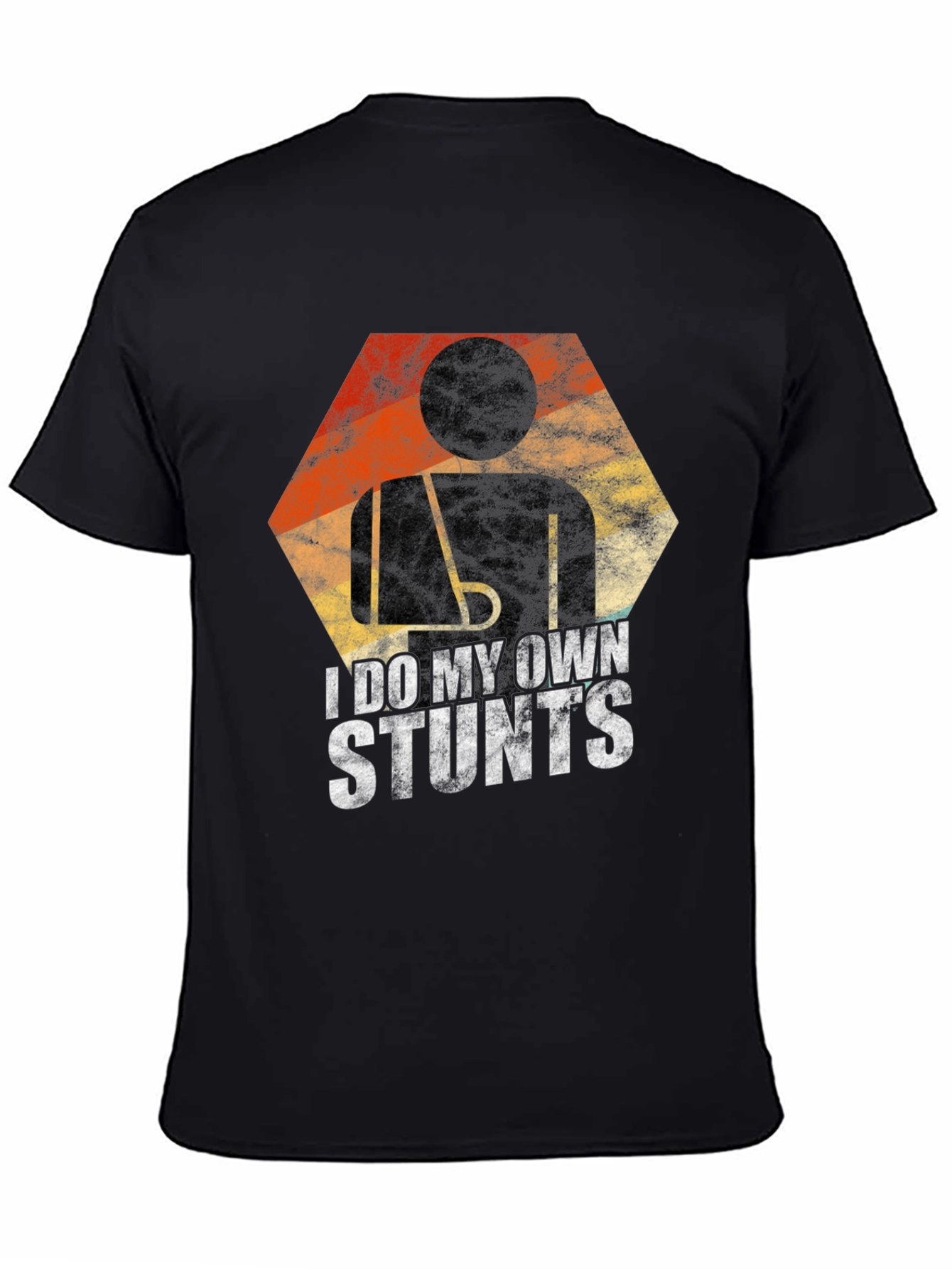 Black I Do My Own Stunts T-Shirt - Injured Humor Graphic Tee view 4