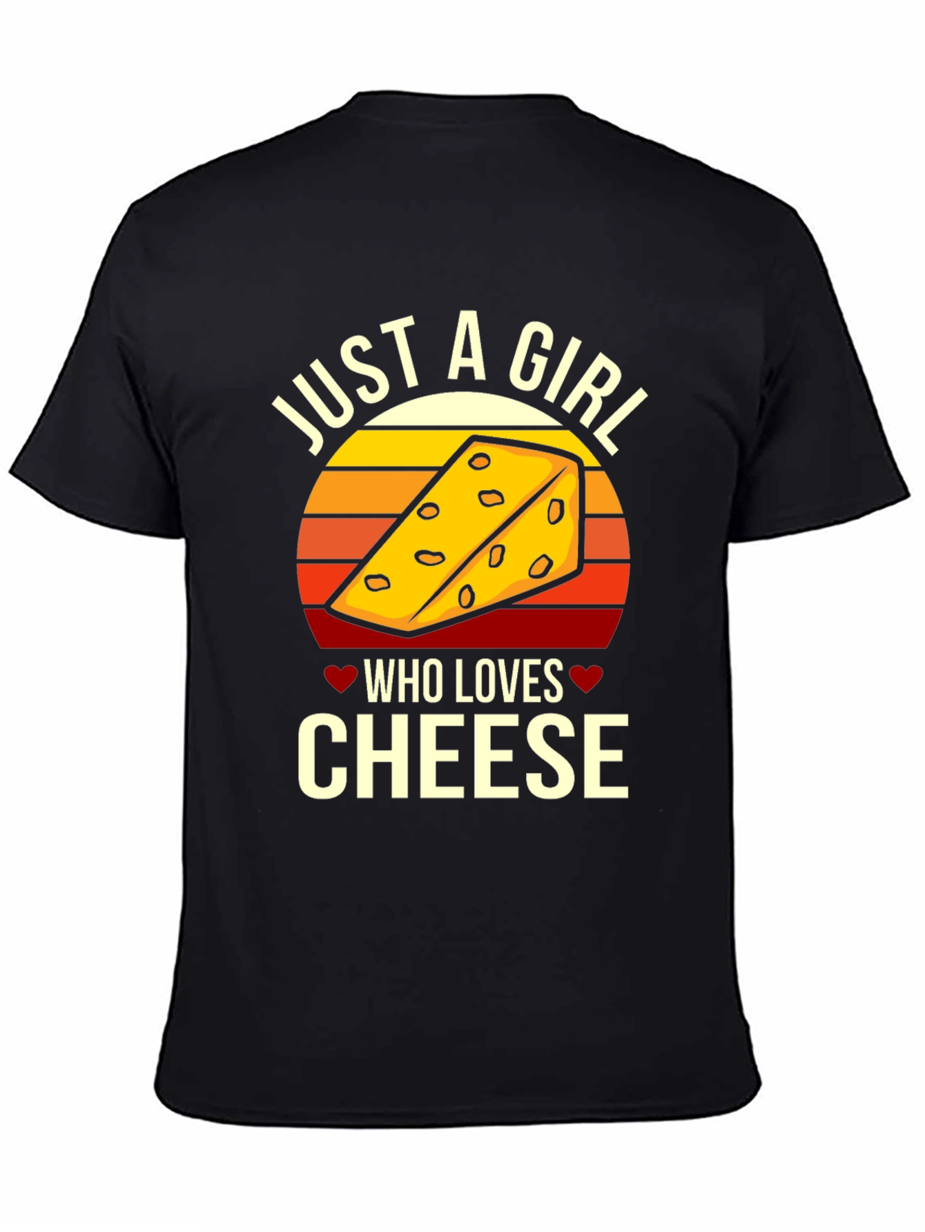 Black Just A Girl Who Loves Cheese Graphic T-Shirt view 4