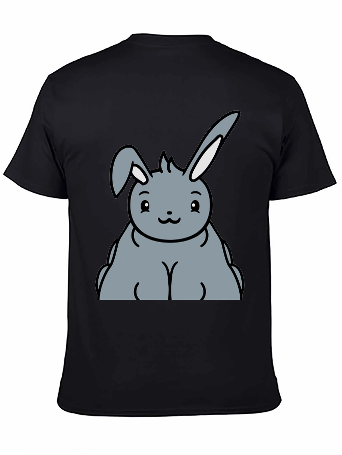 Black Cute Cartoon Bunny Graphic T-Shirt view 4