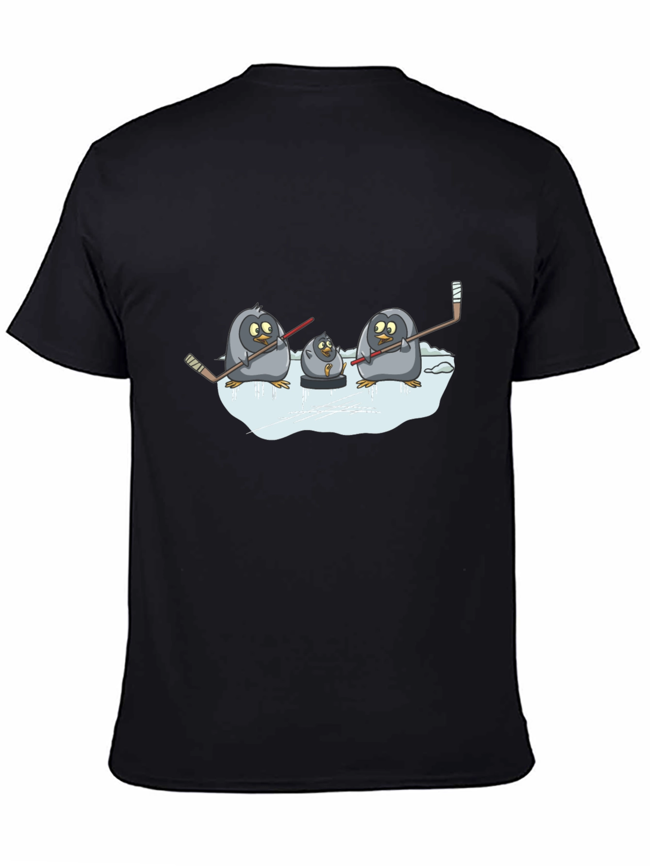 Black Penguin Hockey T-Shirt - Black Cotton Tee view 4
