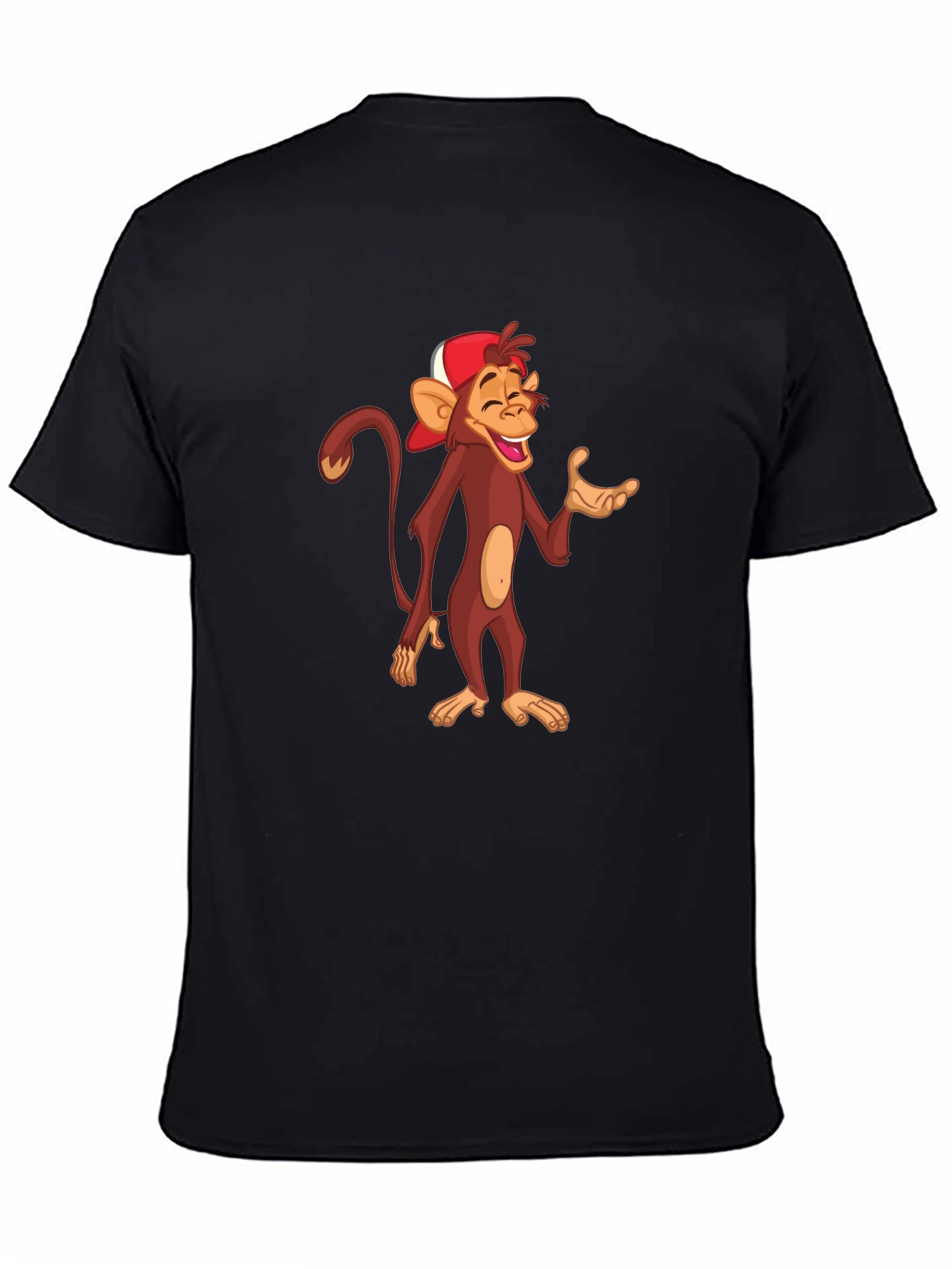 Black Cartoon Monkey Graphic T-Shirt - Casual Black Tee view 4