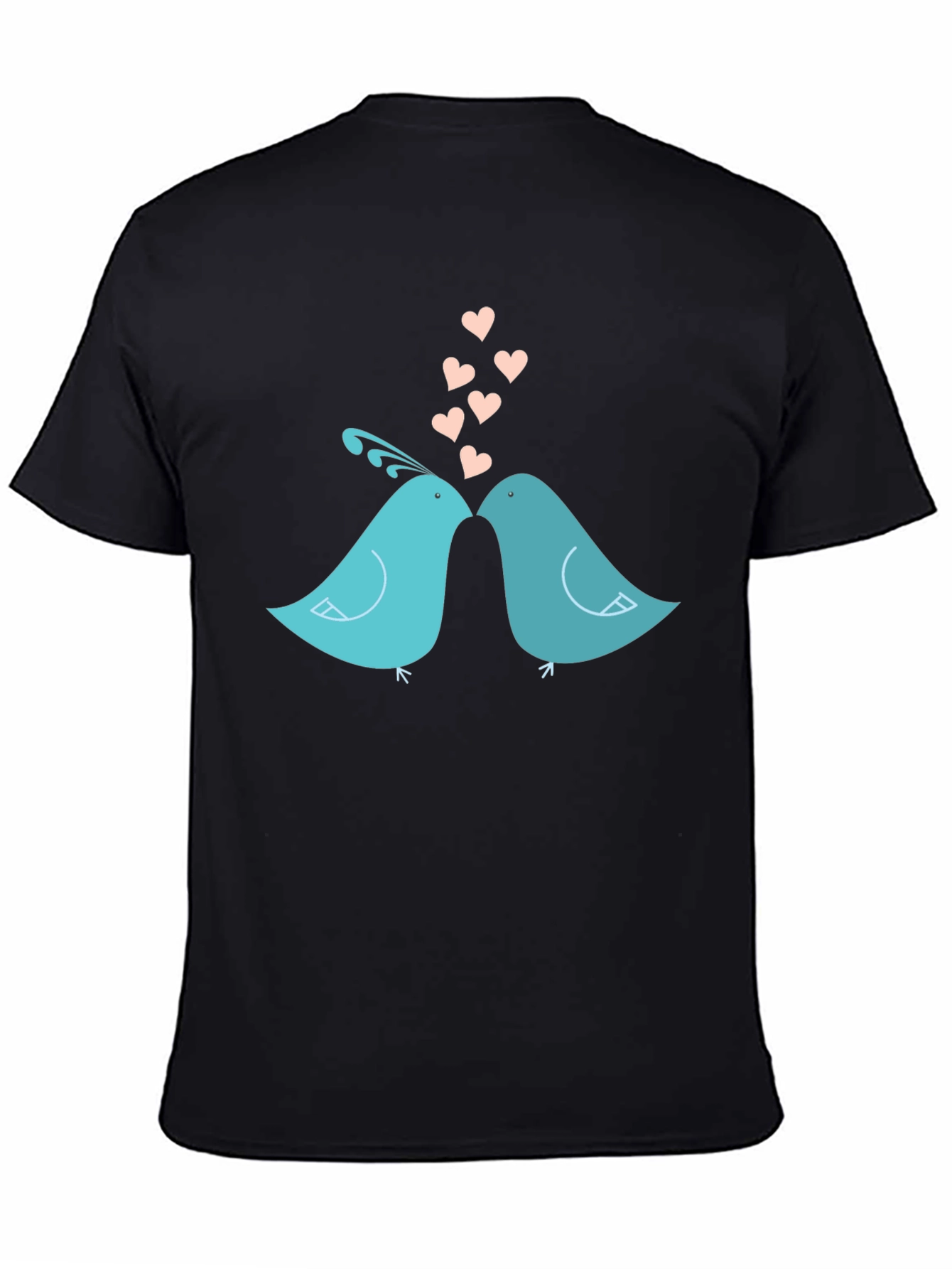 Black Lovebirds T-Shirt - Romantic Birds Design view 4