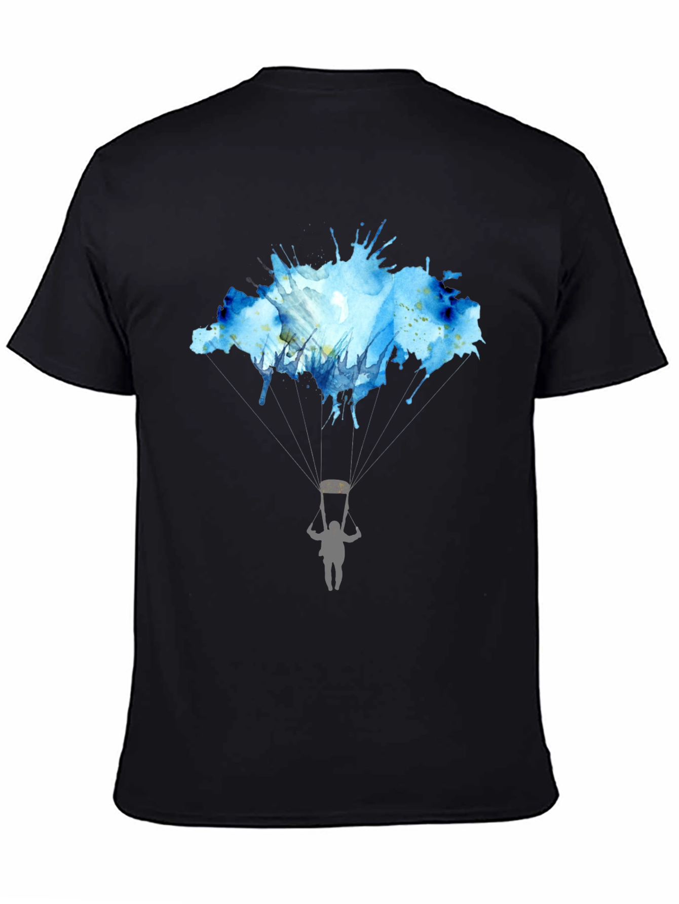 Black Watercolor Skydiving T-Shirt view 4