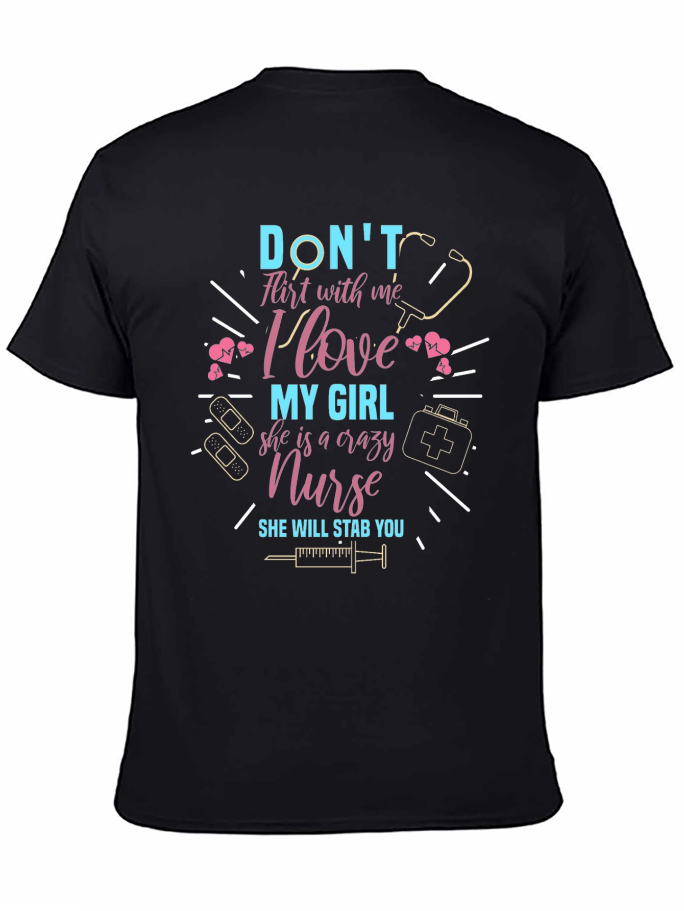 Black Crazy Nurse T-Shirt - Don't Flirt With Me view 4