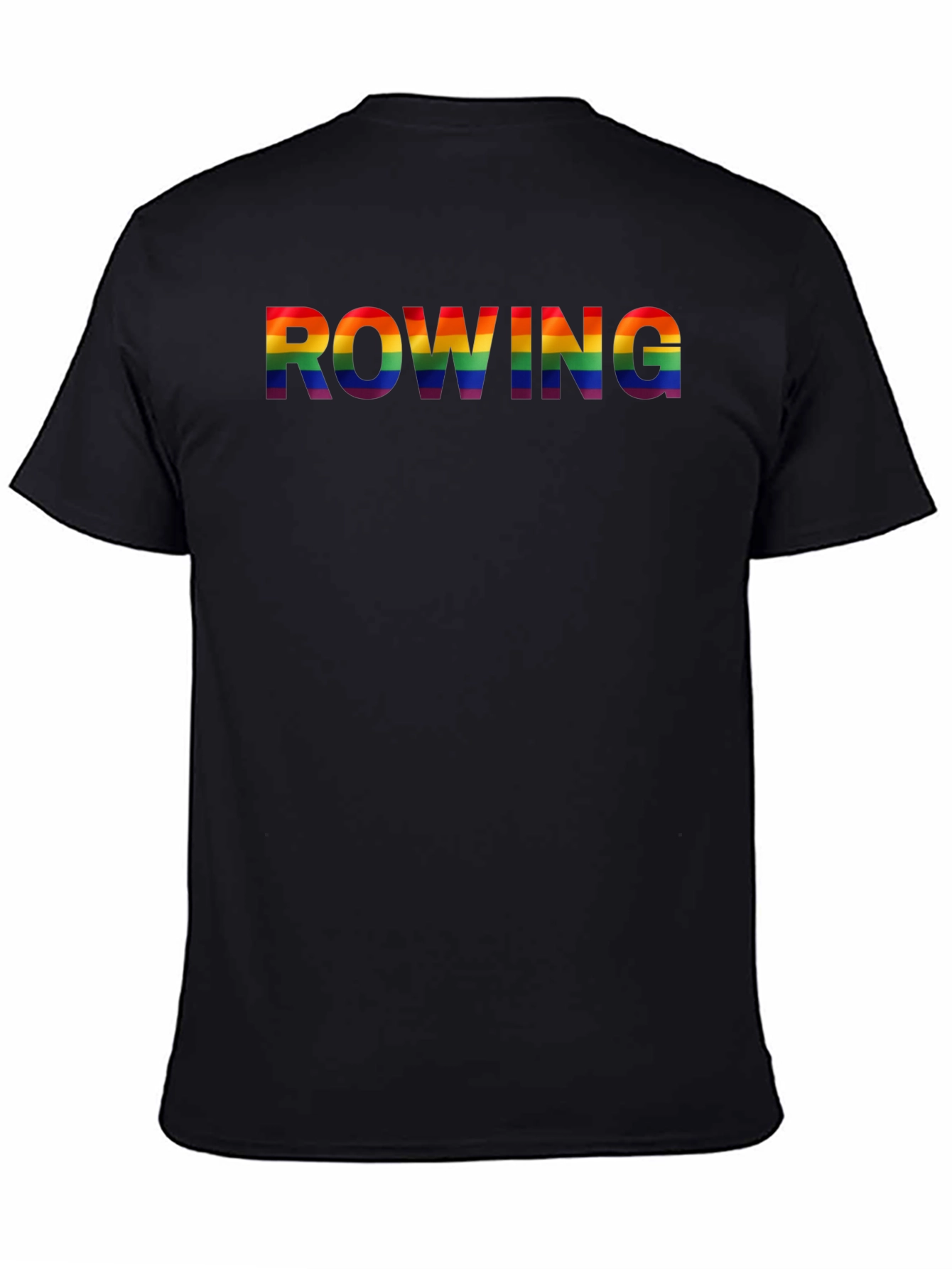 Black Rowing Rainbow Pride Graphic Tee - Black Cotton Shirt view 4