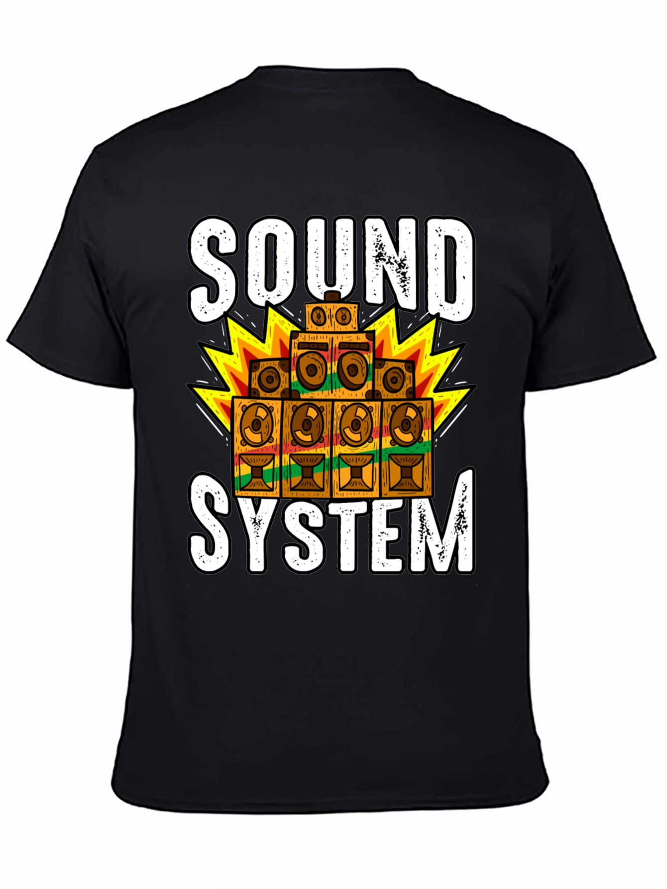 Black Sound System Graphic Tee - Reggae Music Lover Shirt view 4