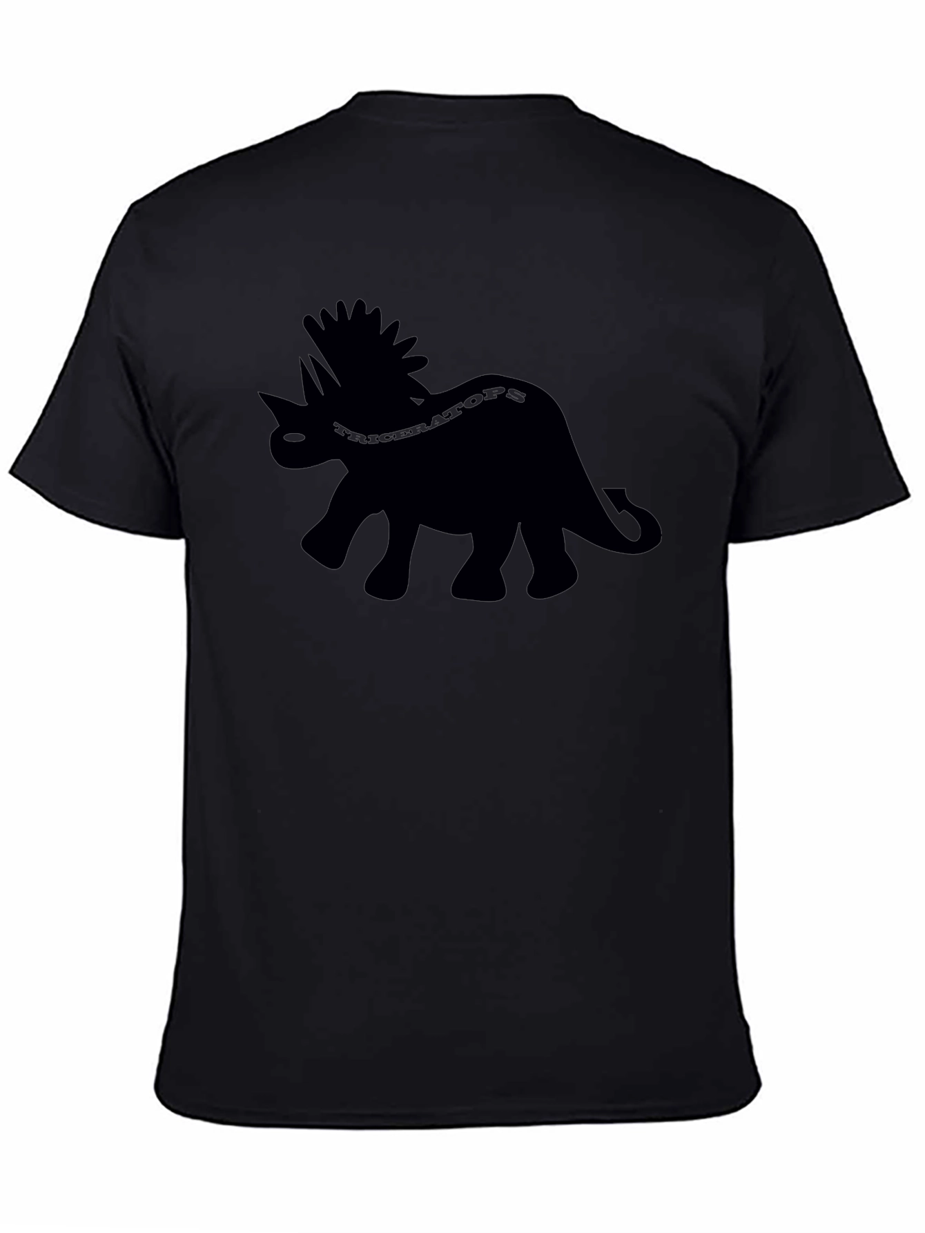 Black Triceratops Dinosaur Graphic Tee - Black view 4