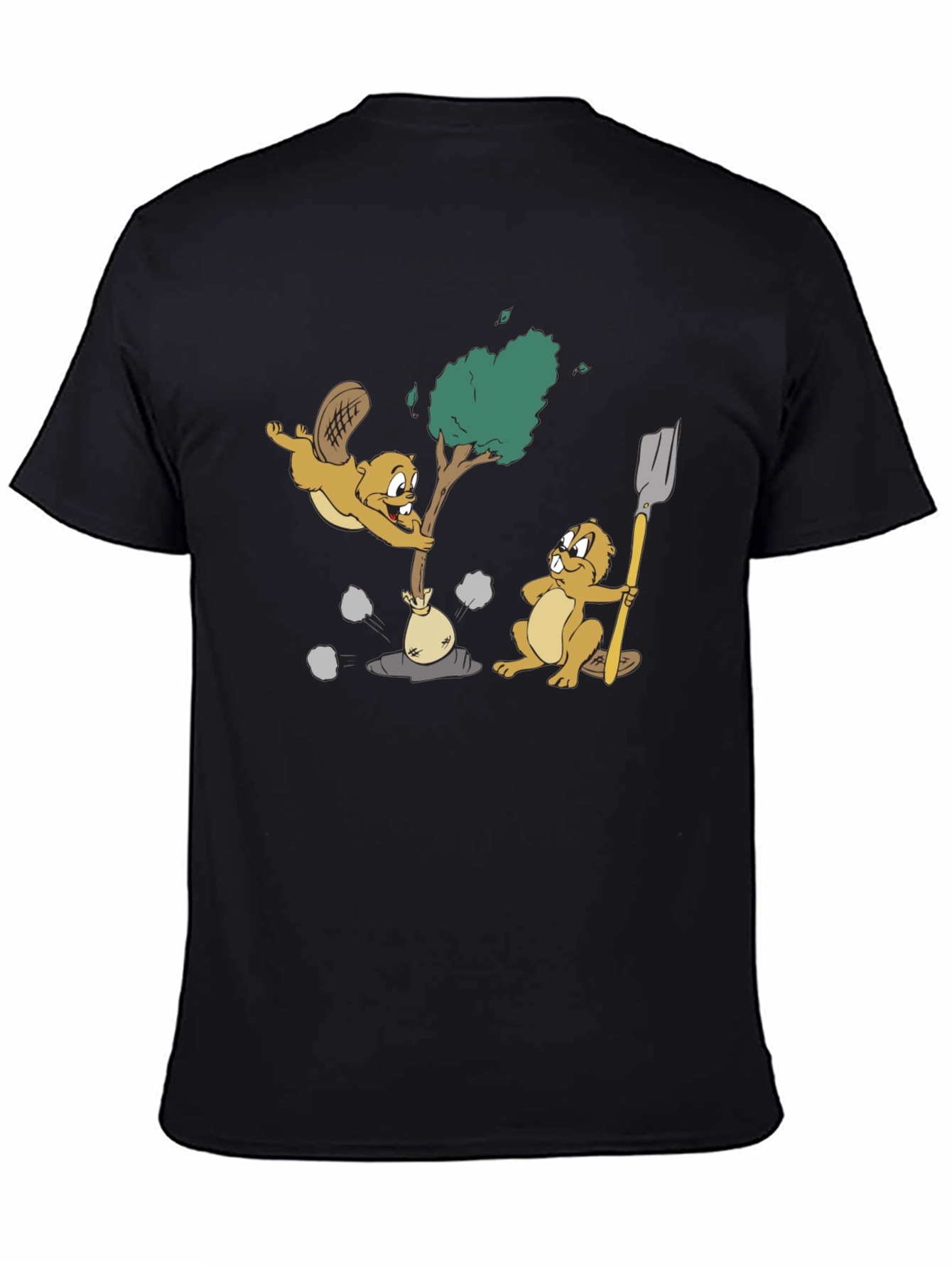 Black Cartoon Beaver T-Shirt view 4