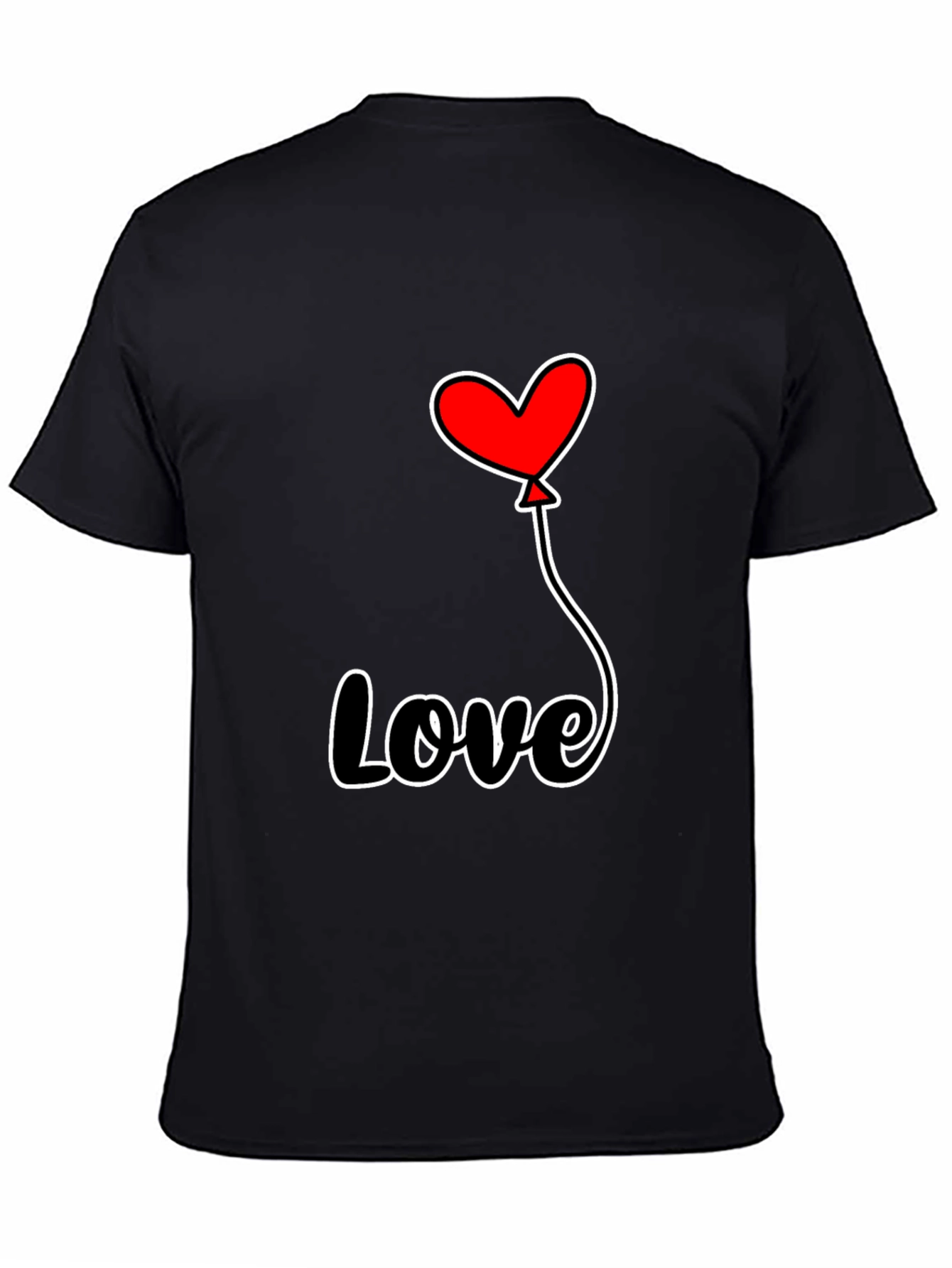 Black Love Heart Balloon Graphic Tee view 4